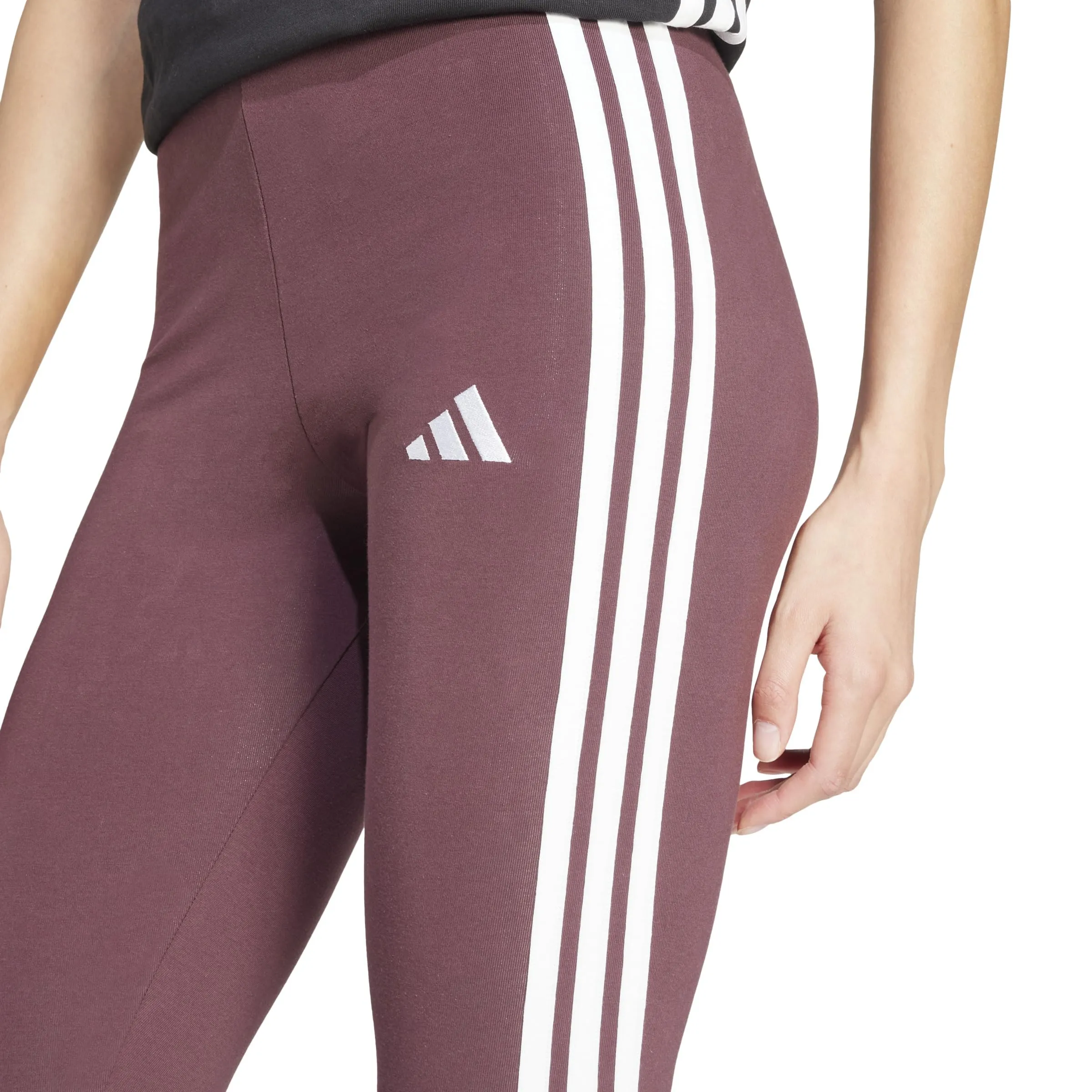 adidas Women's Essentials 3-Stripes Cotton Leggings Aurora Ruby/White XL XL - immagine 2