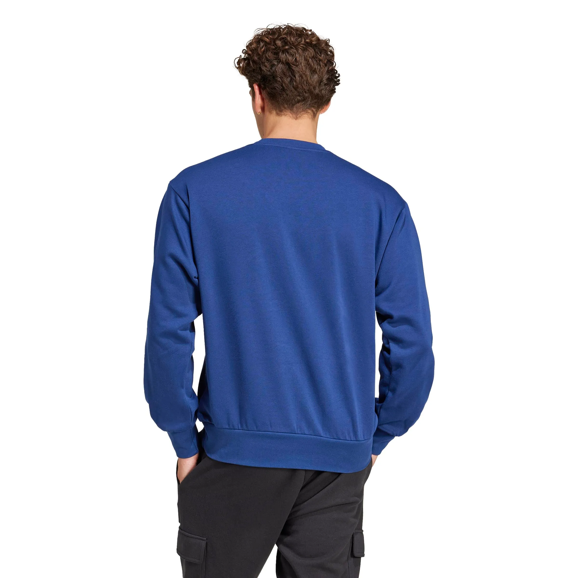 adidas Uomo Essentials Feelcozy Fleece Sweatshirt, Dark Blue/White, L - immagine 2