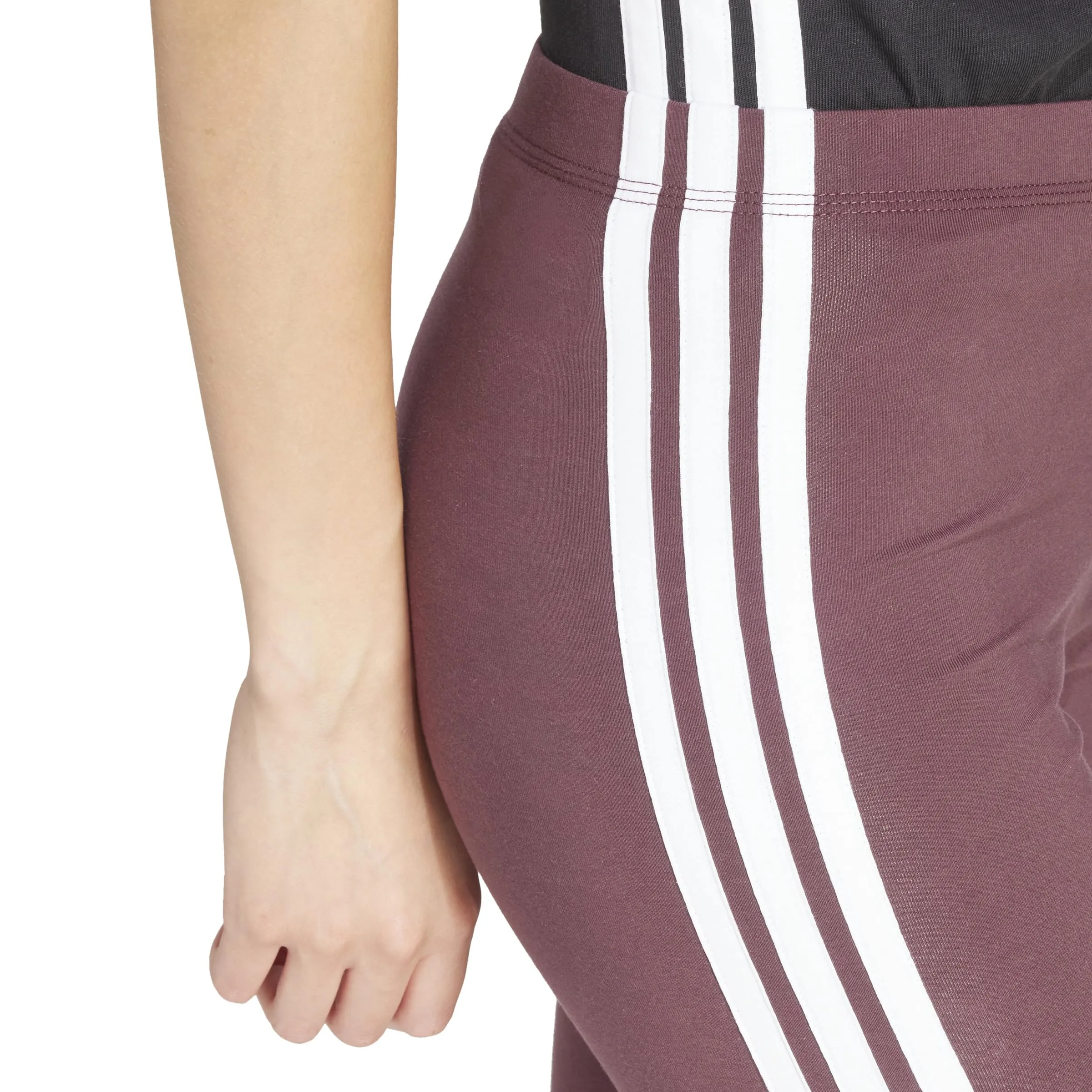 adidas Women's Essentials 3-Stripes Cotton Leggings Aurora Ruby/White S S - immagine 3