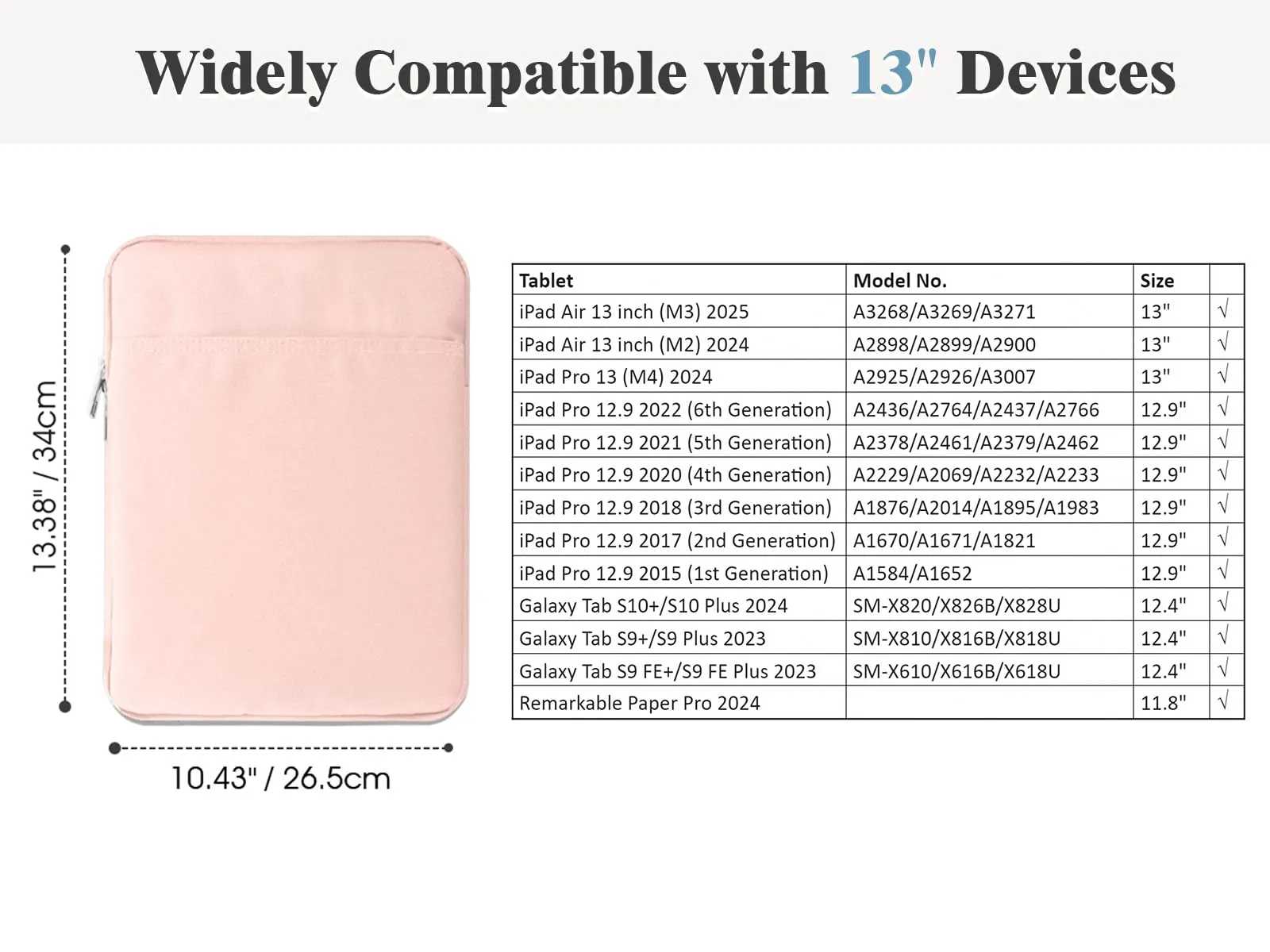 TiMOVO Custodia per Tablet 13", Rosa - immagine 2
