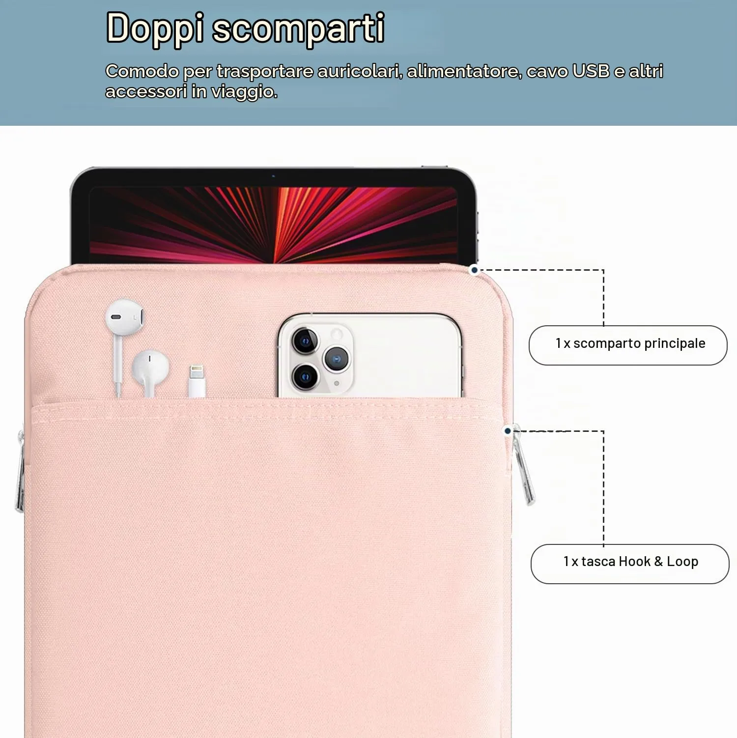 TiMOVO Custodia per Tablet 13", Rosa - immagine 4