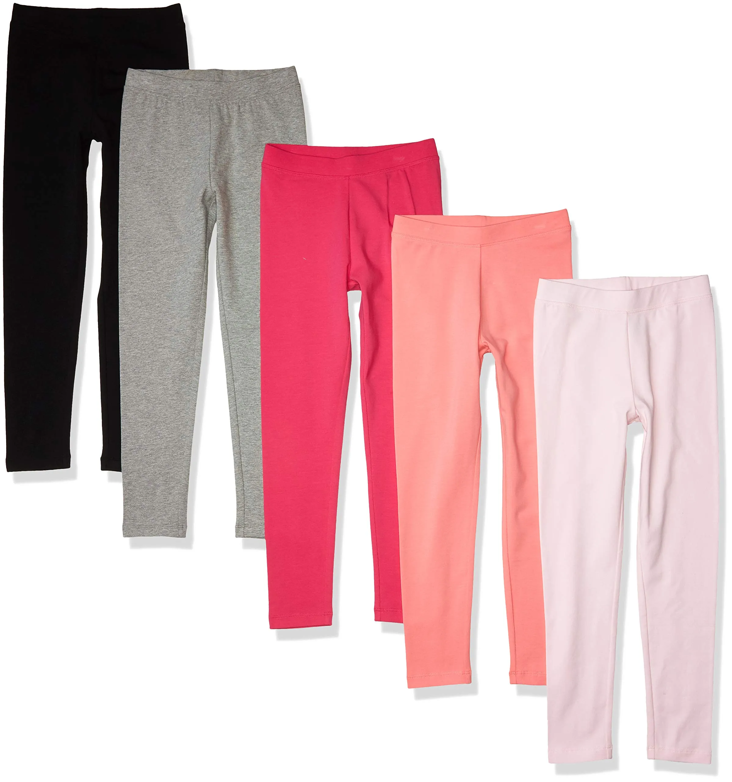 Amazon Essentials Leggings Bambine e Ragazze, Pacco da 5, Grigio Puntinato/Nero/Pesca/Rosa Chiaro/Rosso, 7-8 anni - immagine 1