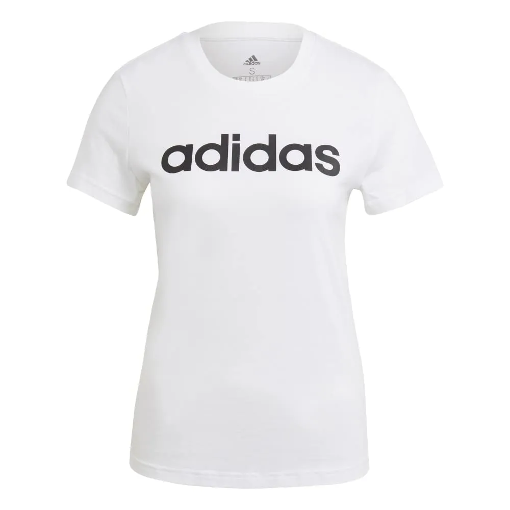 adidas womens Linear T-Shirt White/Black Small - immagine 1