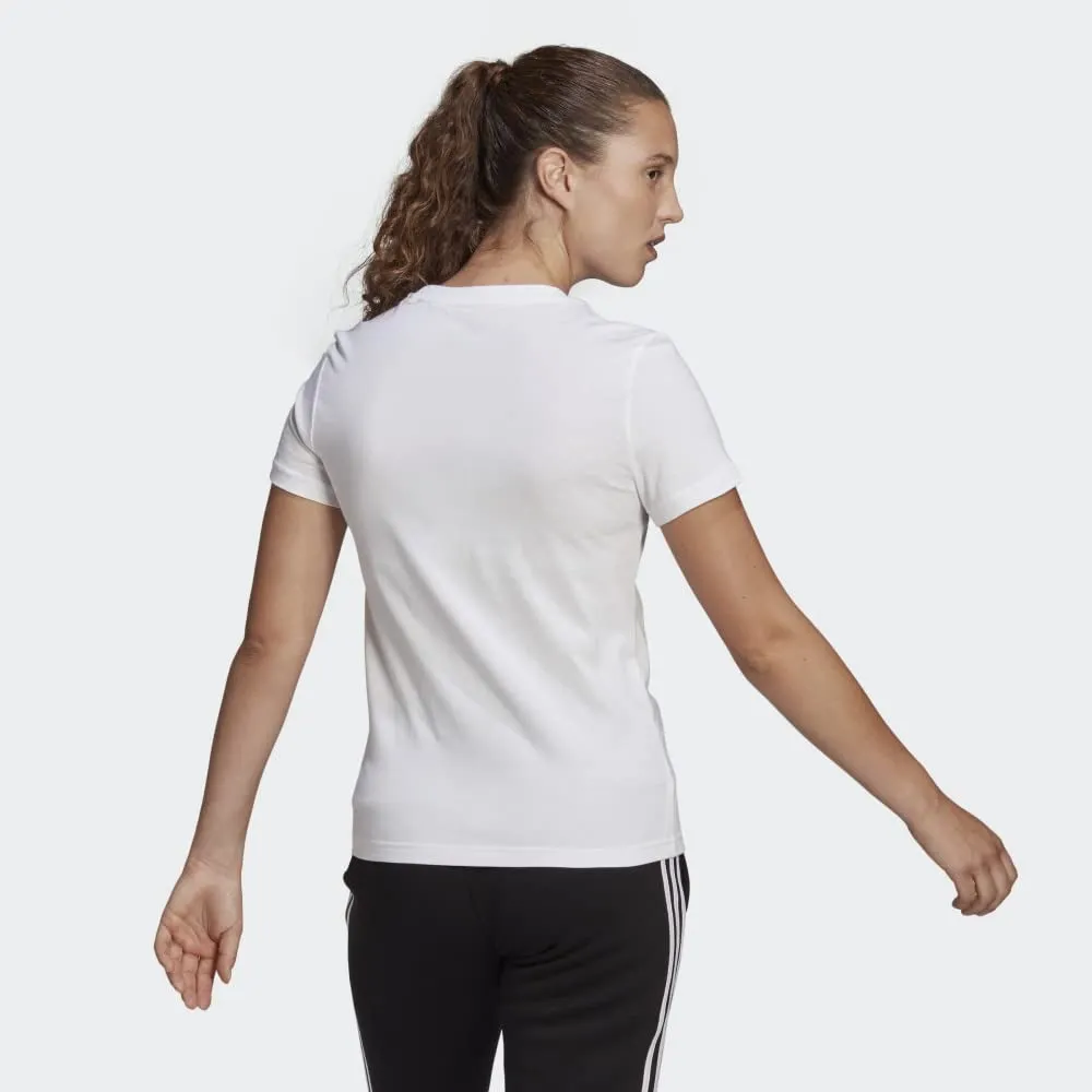 adidas womens Linear T-Shirt White/Black Small - immagine 3