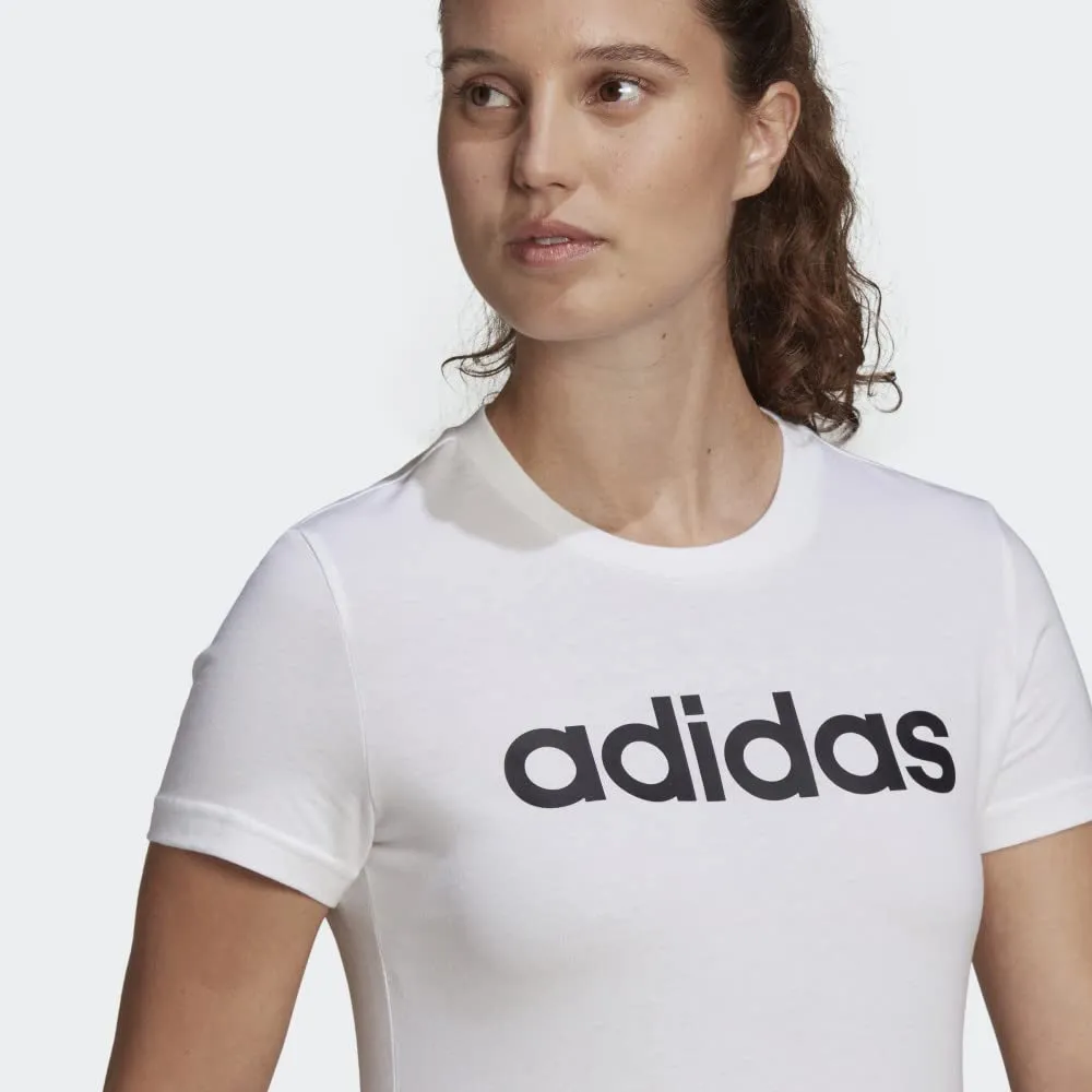 adidas womens Linear T-Shirt White/Black Small - immagine 7
