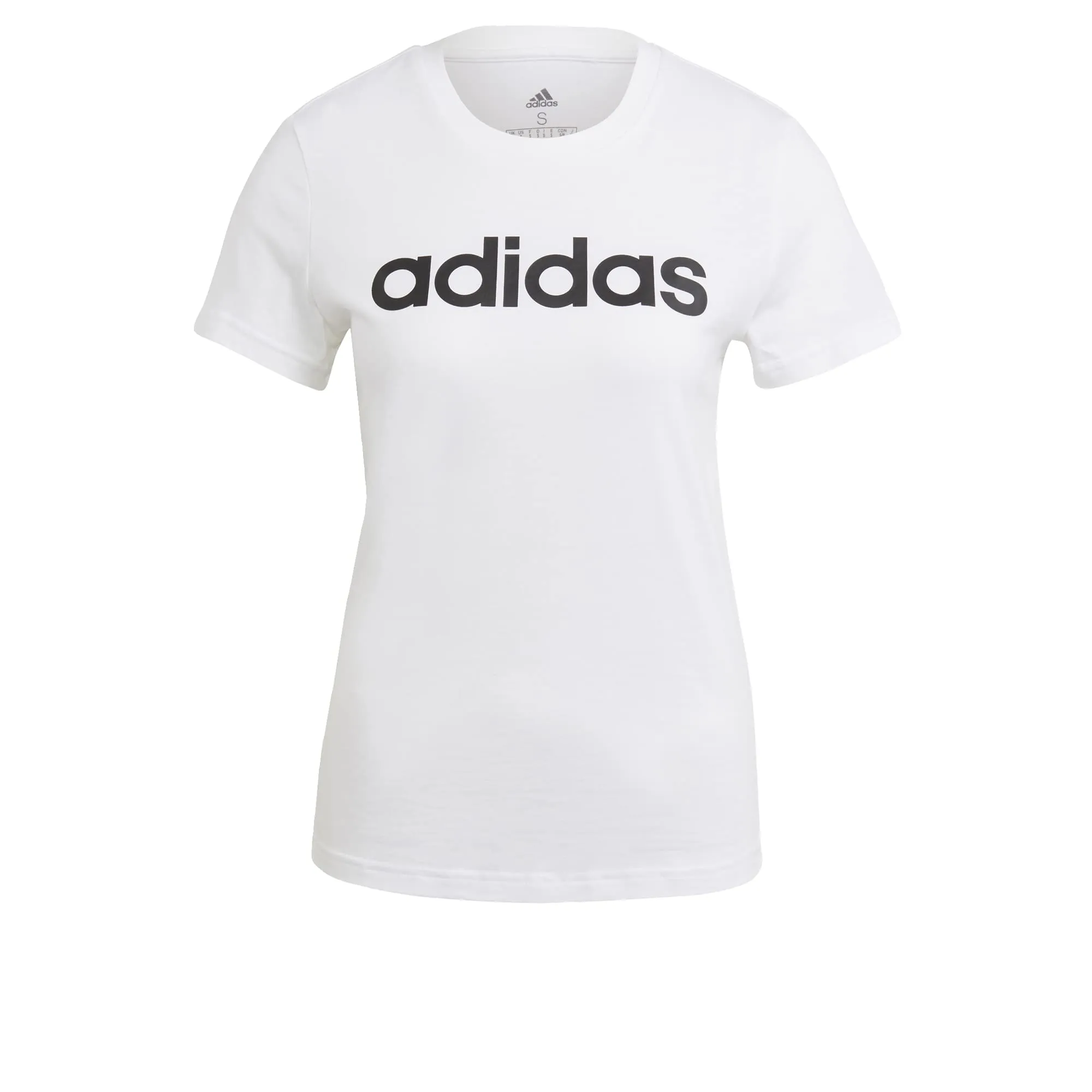 adidas womens Linear T-Shirt White/Black Small - immagine 9
