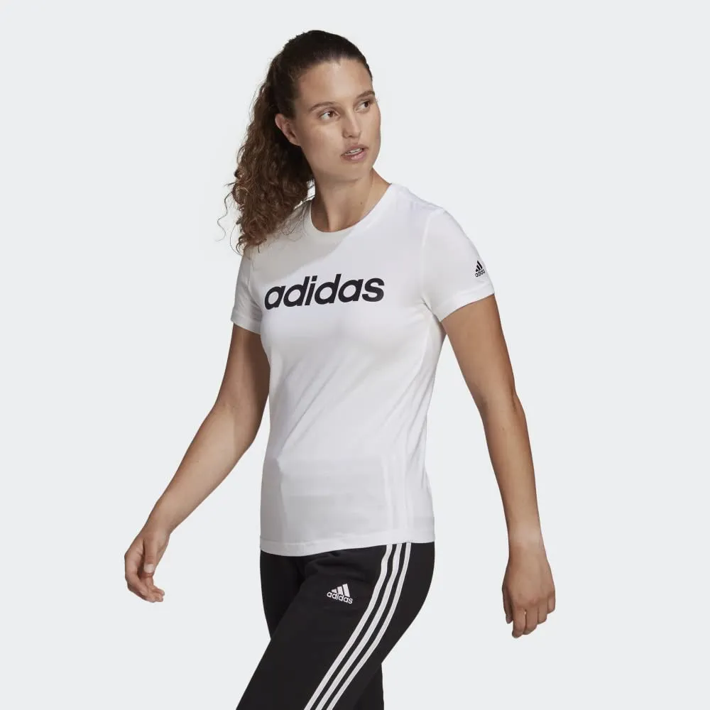 Adidas Womens Linear T-Shirt White/Black X-Small - immagine 2