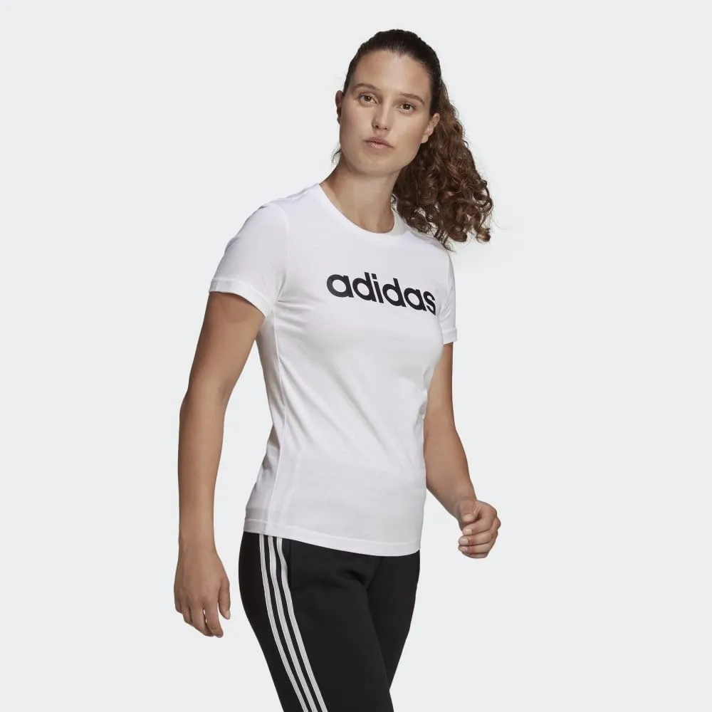 Adidas Womens Linear T-Shirt White/Black X-Small - immagine 4