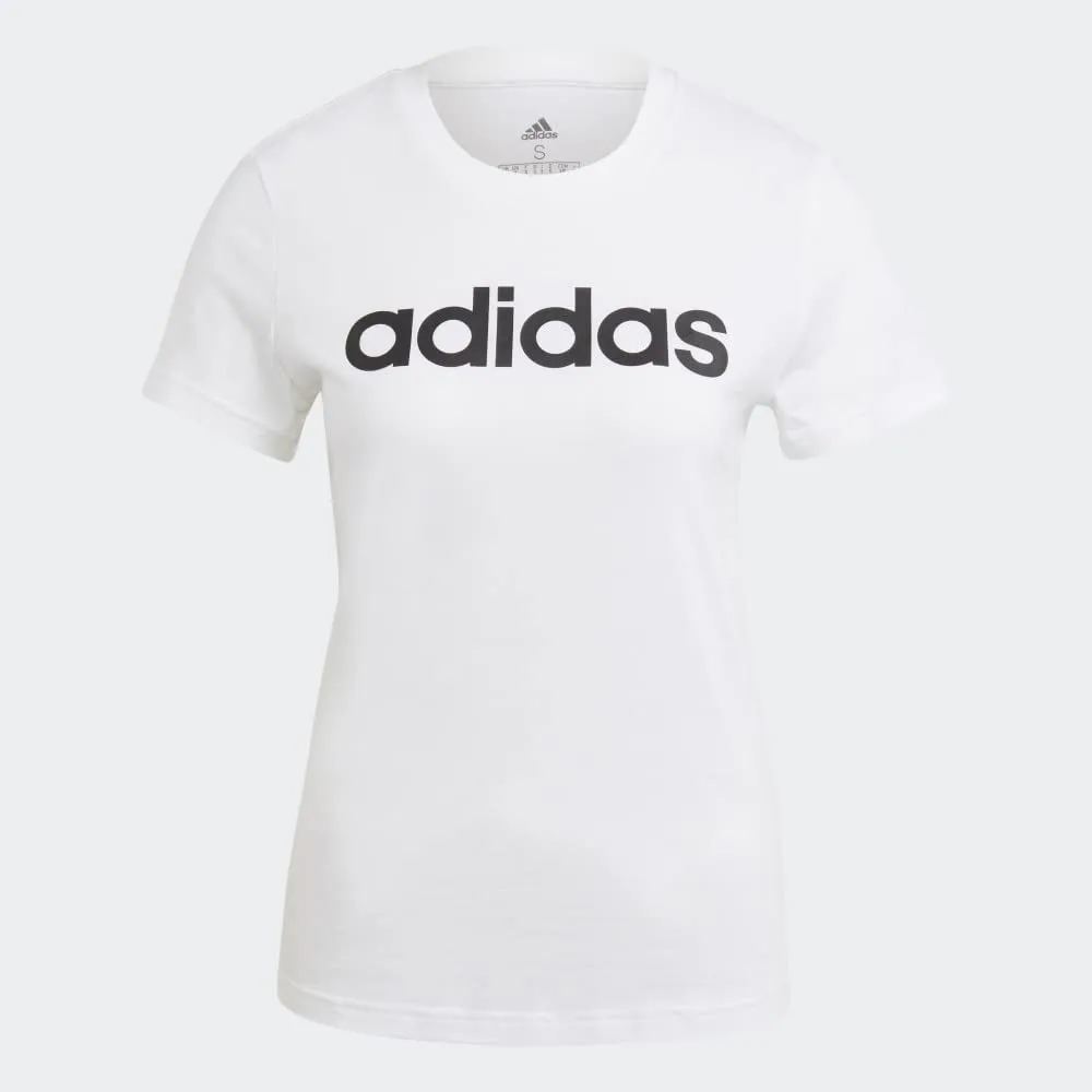 Adidas Womens Linear T-Shirt White/Black X-Small - immagine 5