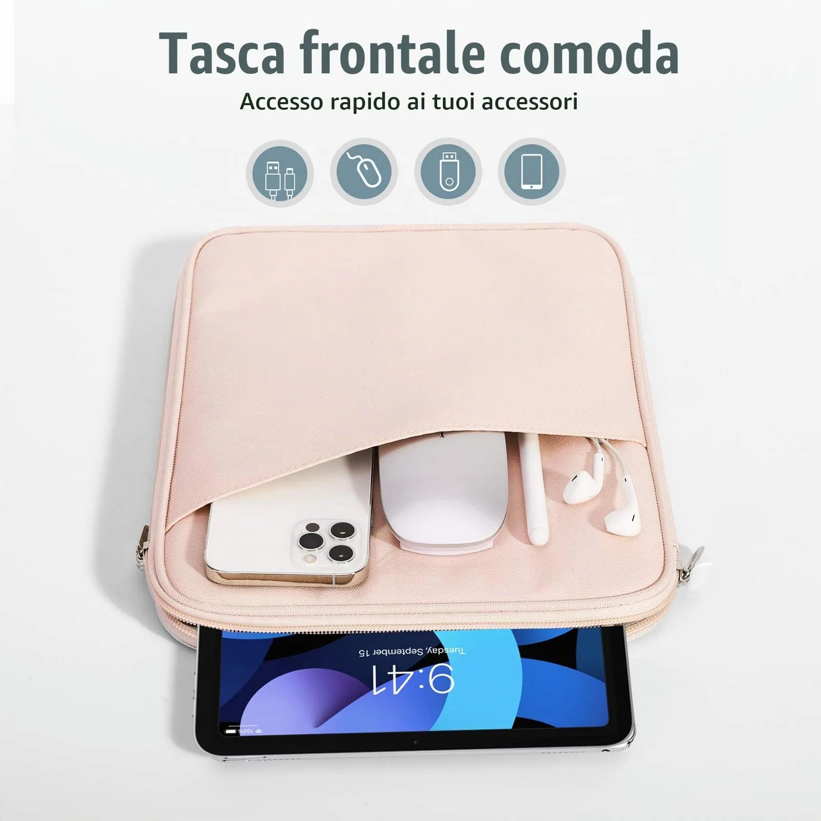 TiMOVO Custodia Tablet 9-11 Pollici con Tasca, Rosa - immagine 6