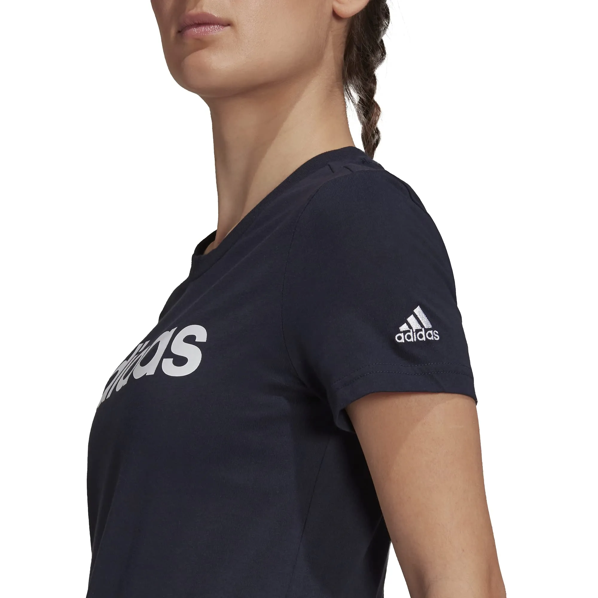 adidas Women's Standard Loungewear Essentials Slim Logo Tee, Legend Ink/White, X-Small - immagine 2