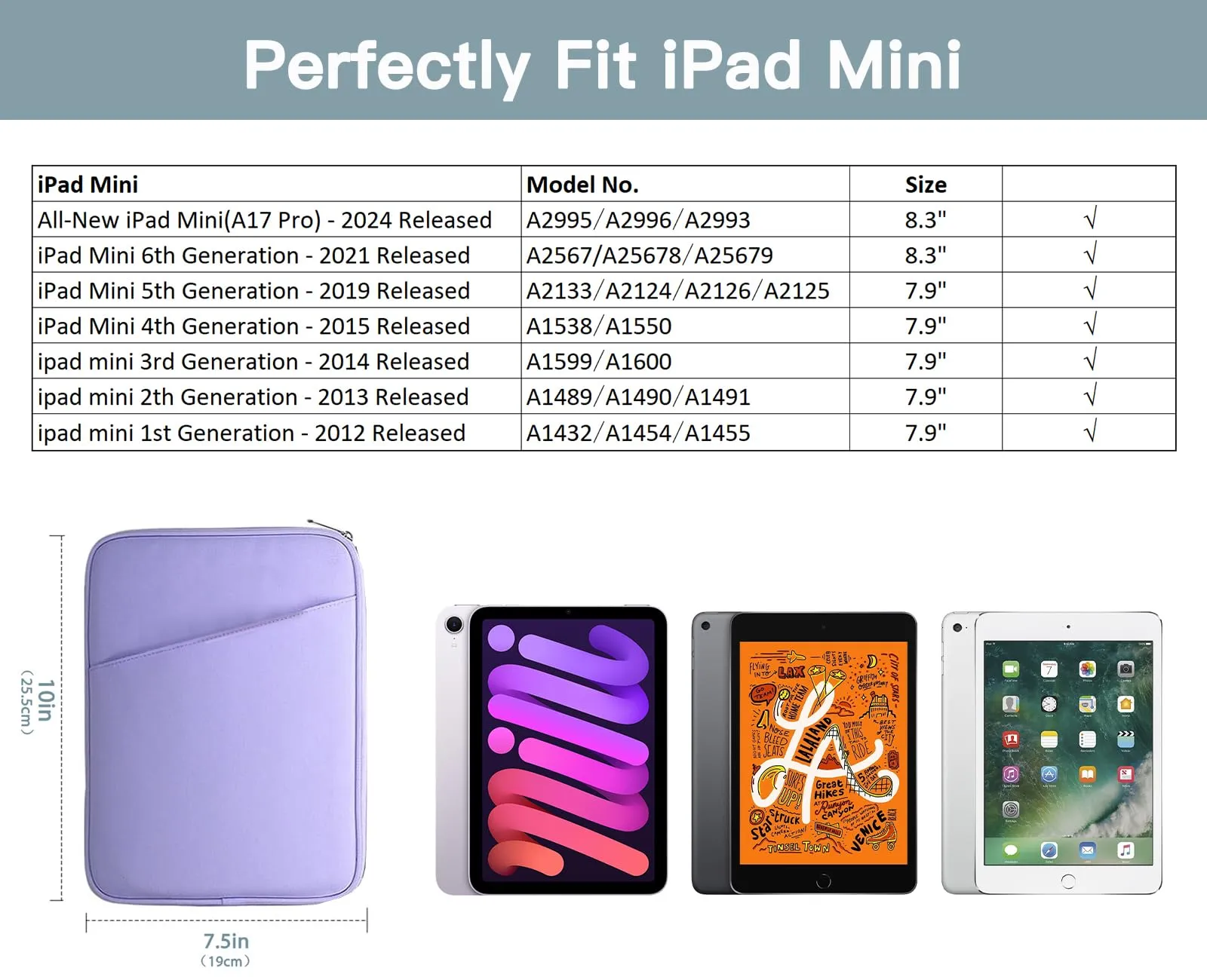 TiMOVO Custodia Protettiva per iPad Mini 8-9", Porpora - immagine 2