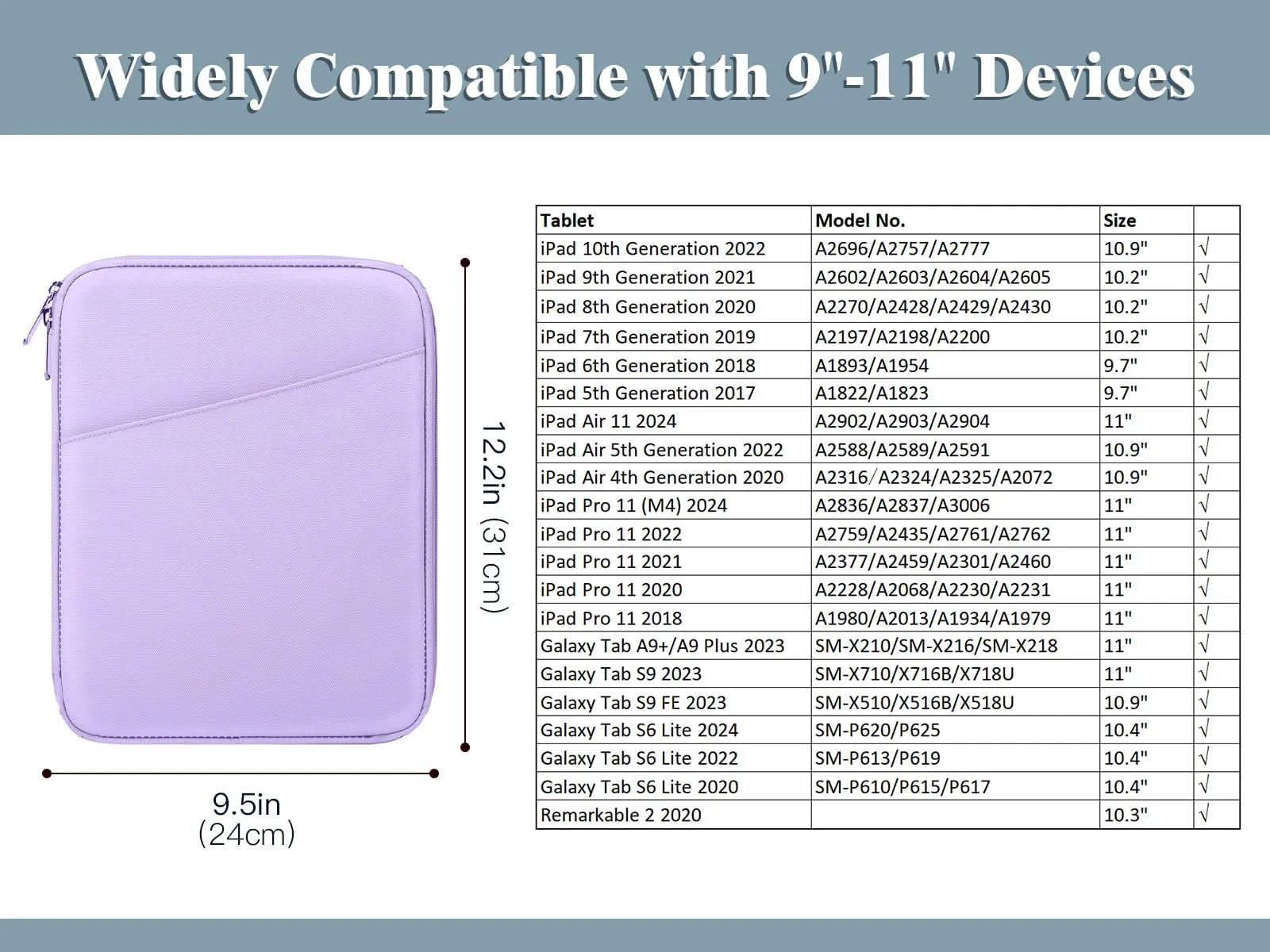 TiMOVO Custodia Tablet 9-11 Pollici con Tasca, Viola - immagine 2
