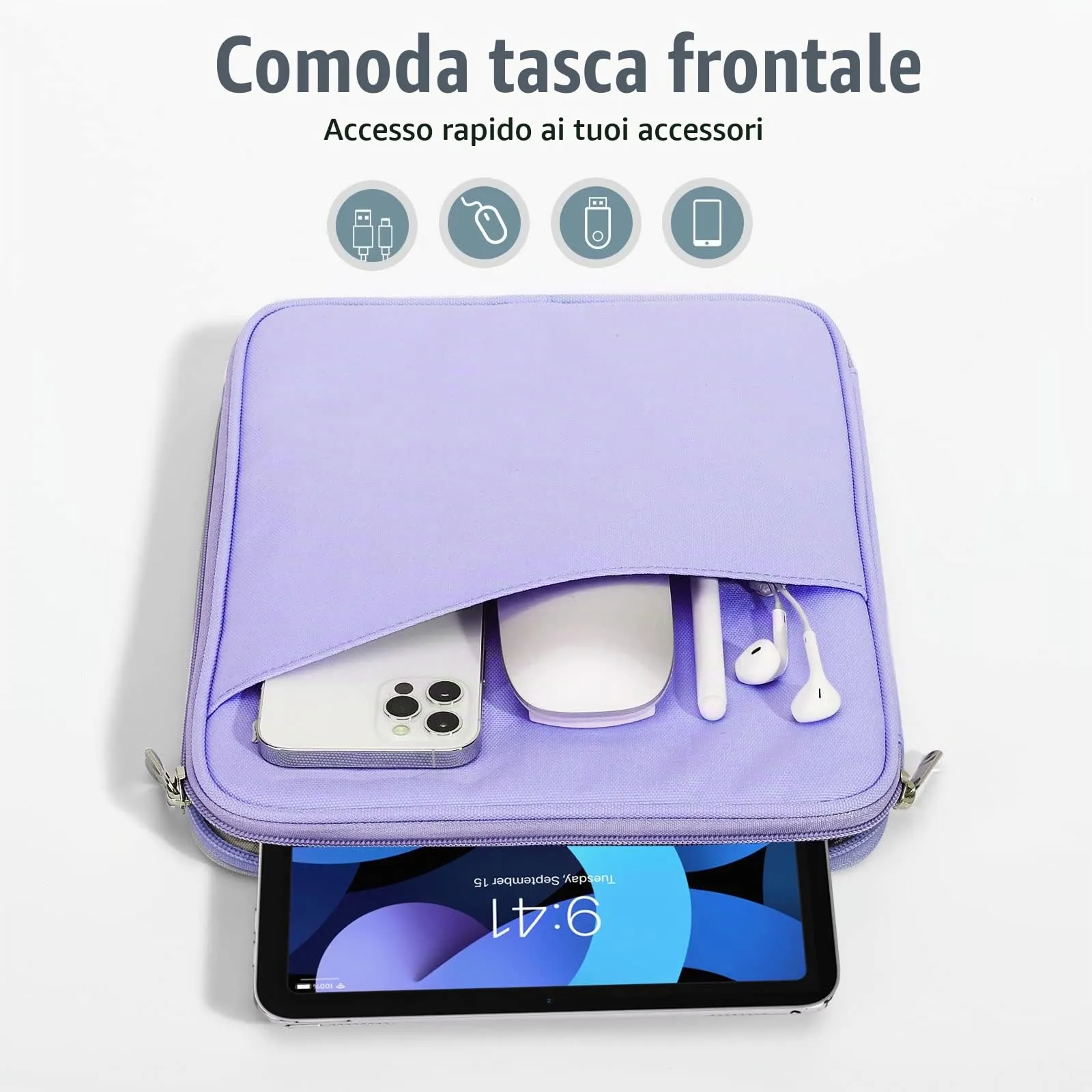 TiMOVO Custodia Tablet 9-11 Pollici con Tasca, Viola - immagine 6