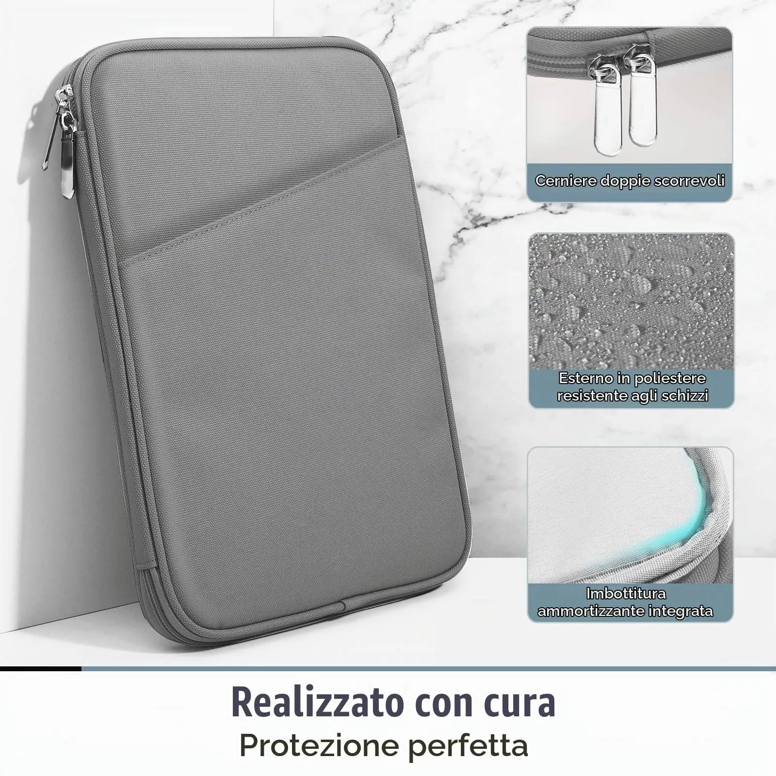 TiMOVO Custodia Tablet 9-11 Pollici con Tasca, Grigio Scuro - immagine 4