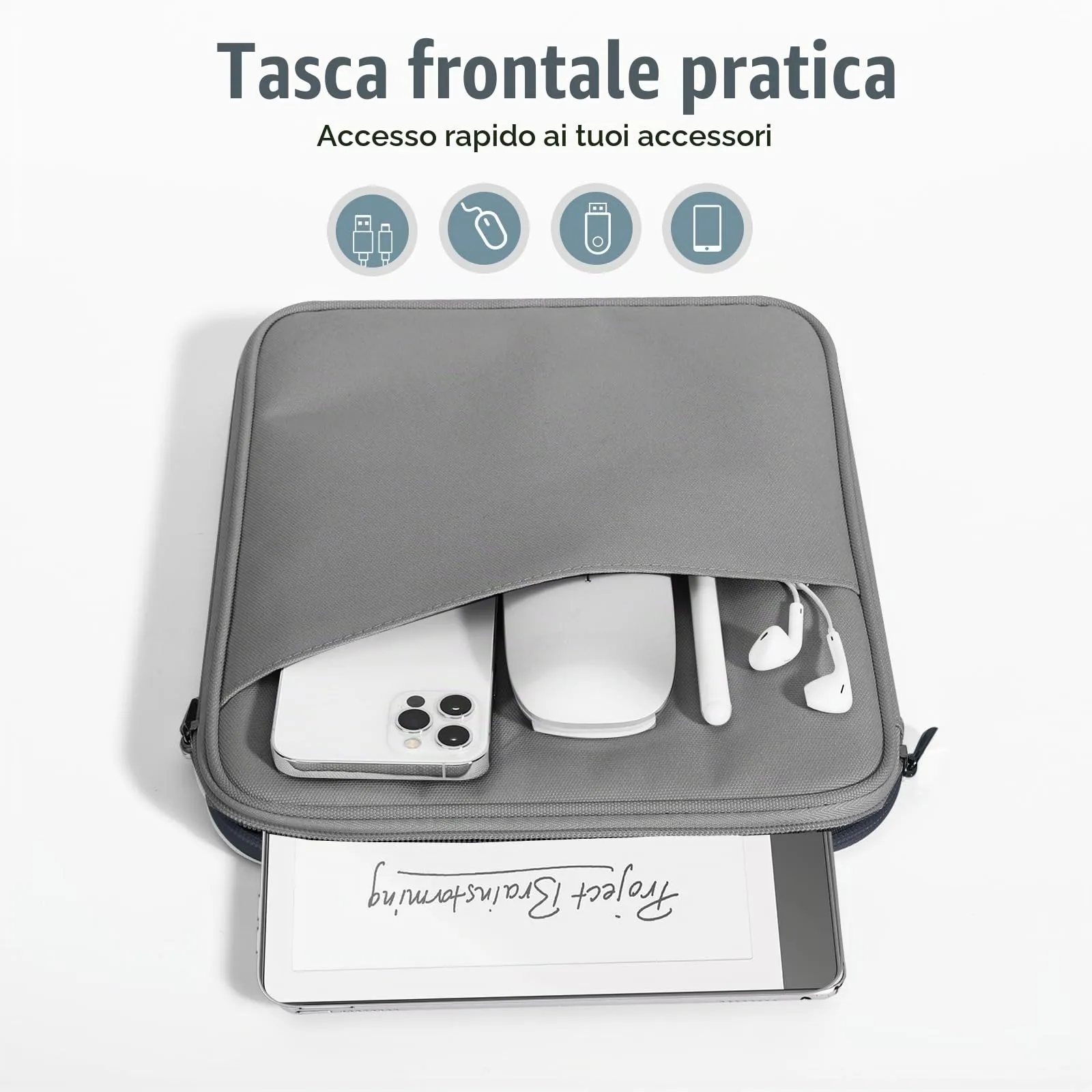 TiMOVO Custodia Tablet 9-11 Pollici con Tasca, Grigio Scuro - immagine 6