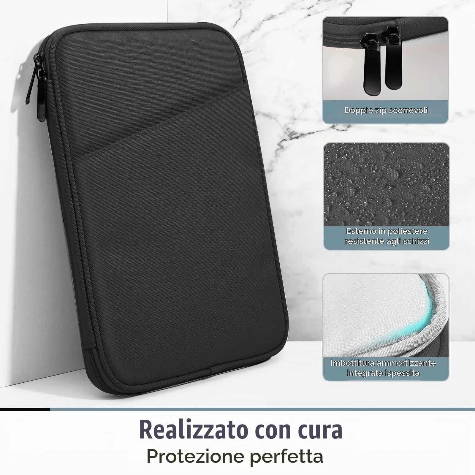TiMOVO Custodia Tablet 9-11 Pollici con Tasca, Nero - immagine 4