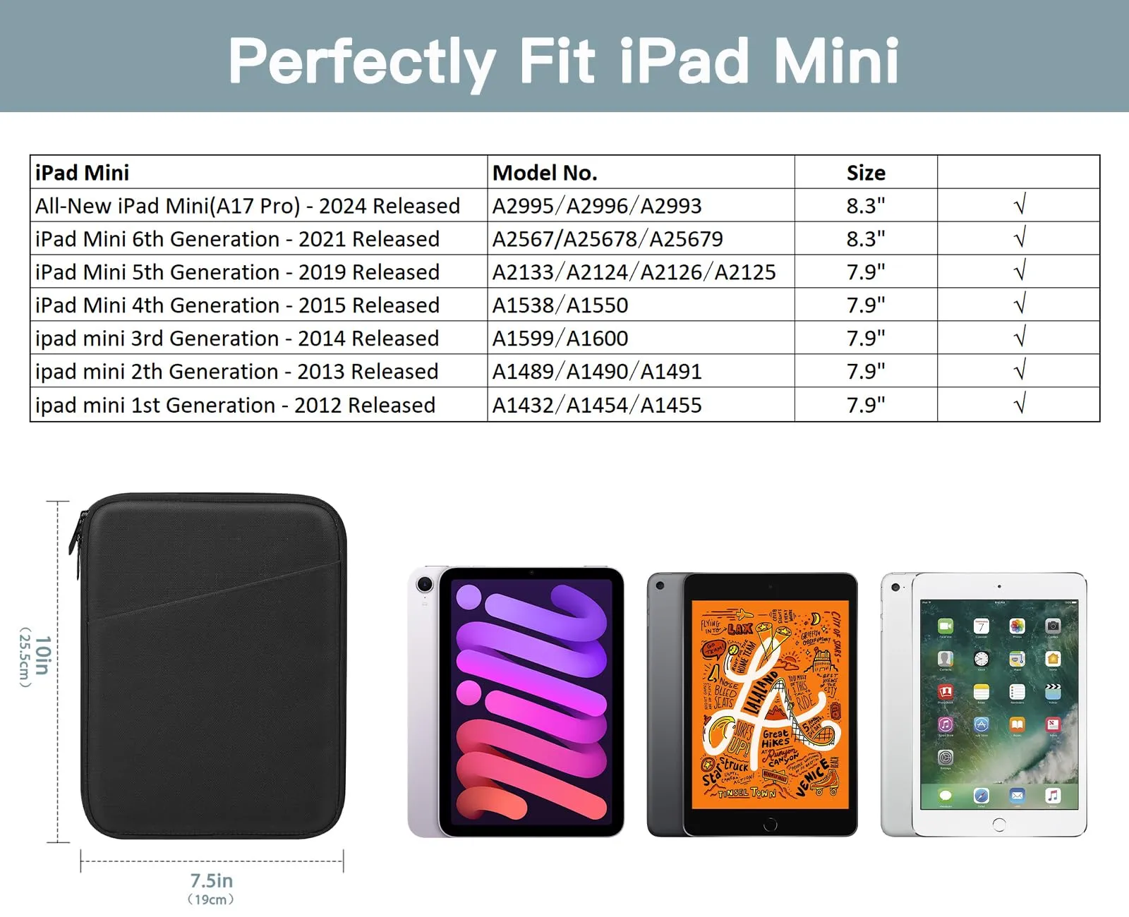 TiMOVO Custodia Protettiva per iPad Mini 8-9", Nero - immagine 2