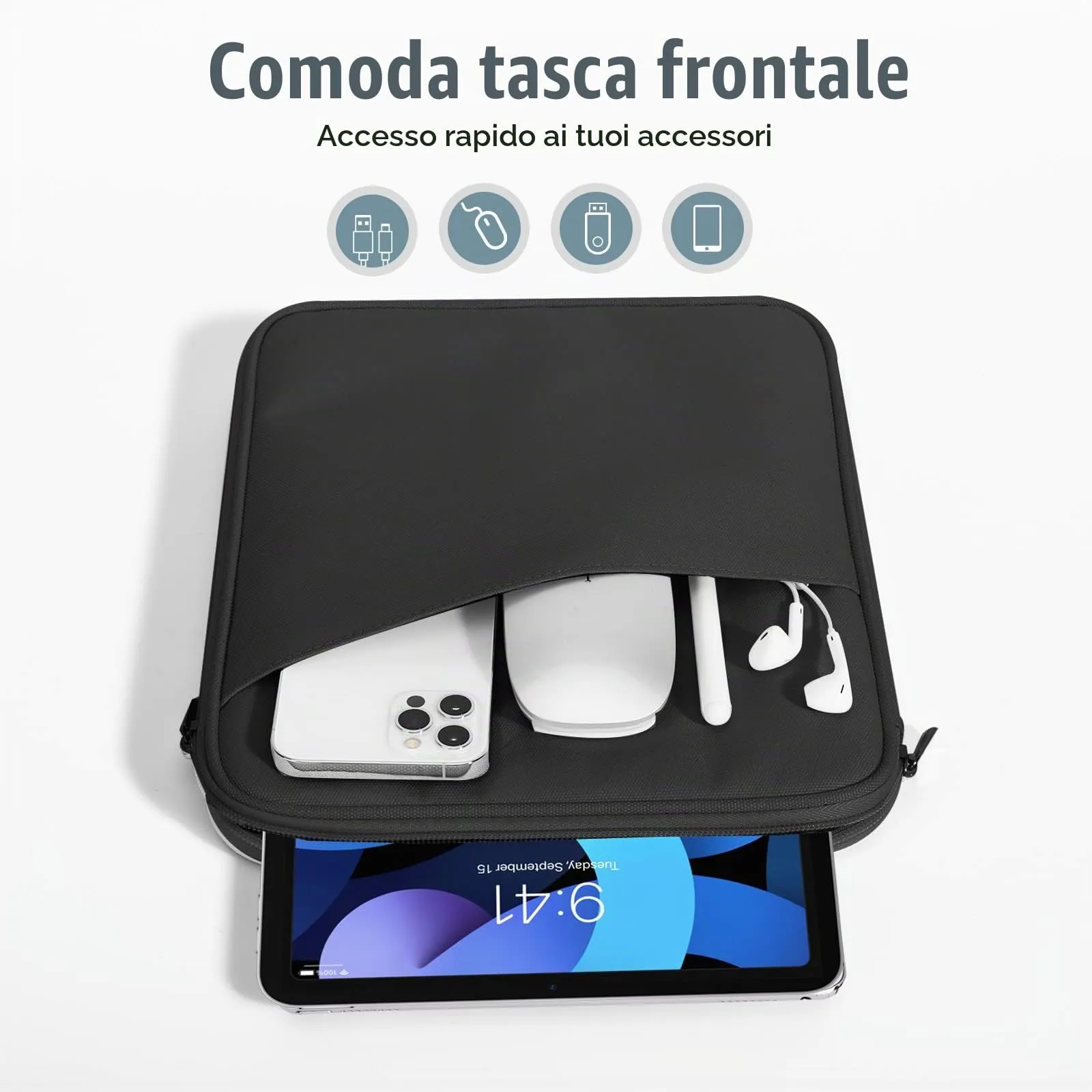 TiMOVO Custodia Protettiva per iPad Mini 8-9", Nero - immagine 6