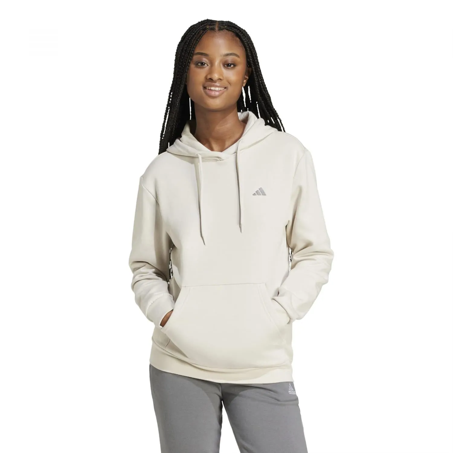 Adidas Donna Essentials Small Logo Feel Cozy Hoodie, Alumina, XS - immagine 2