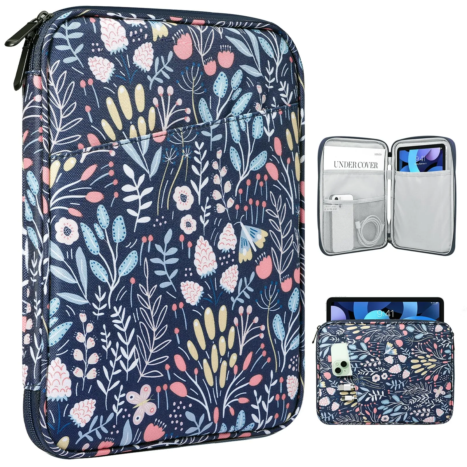 TiMOVO Custodia Tablet 9-11 Pollici con Tasca, Fiore Colorato - immagine 1