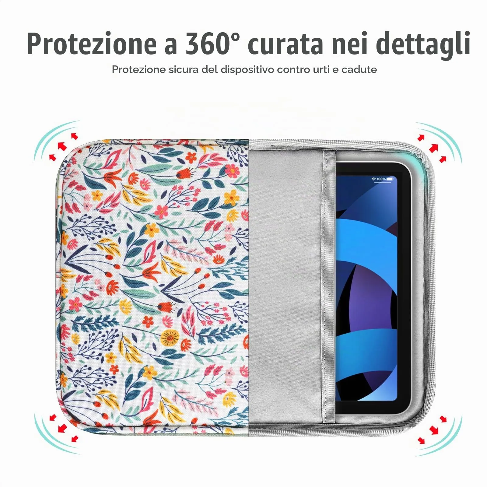 TiMOVO Custodia Tablet 9-11 Pollici con Tasca, Fiori - immagine 5