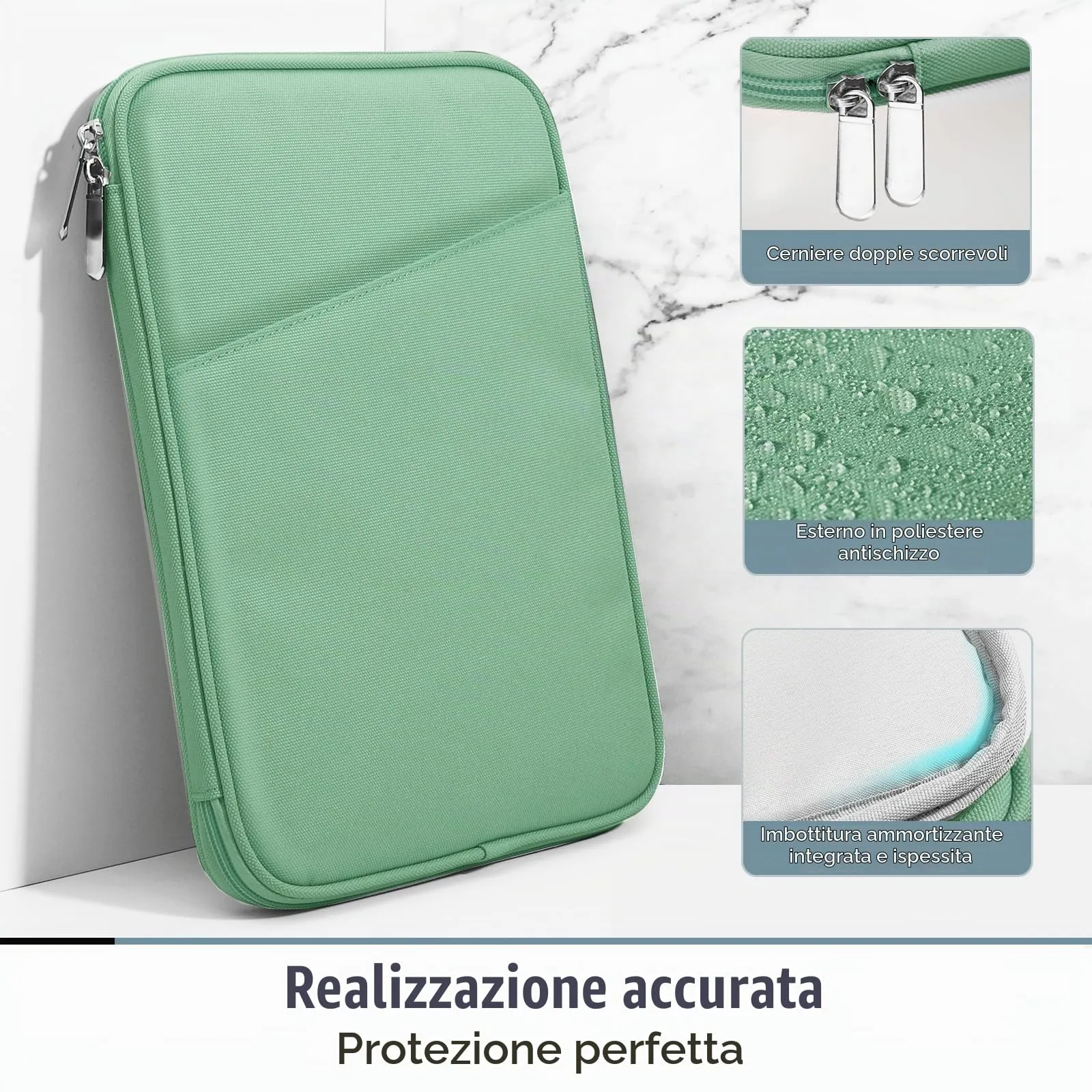 TiMOVO Custodia Tablet 9-11 Pollici con Tasca, Bodhi Verde - immagine 4
