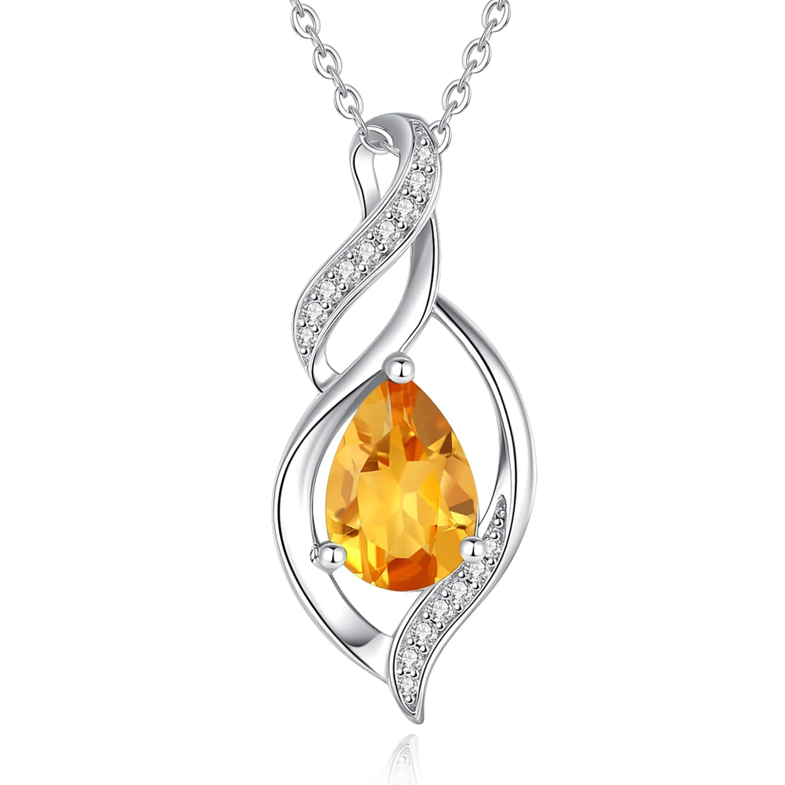 FANCIME Collana Donna Argento Sterling 925 Citrino Pietra Nascita Novembre - immagine 1