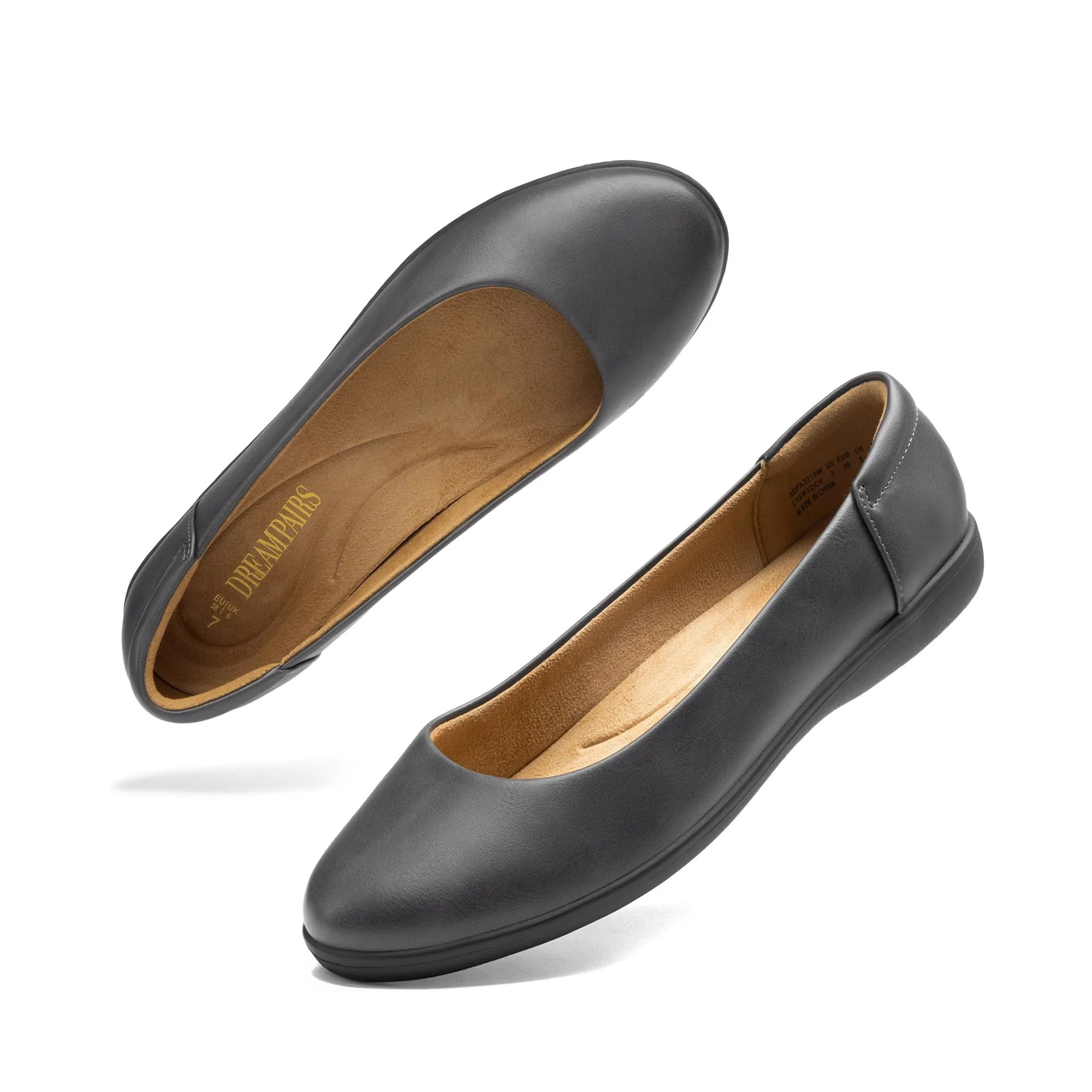 DREAM PAIRS Ballerine Donna Comode Classiche,Grigio Scuro-Pu,36.5 - immagine 3