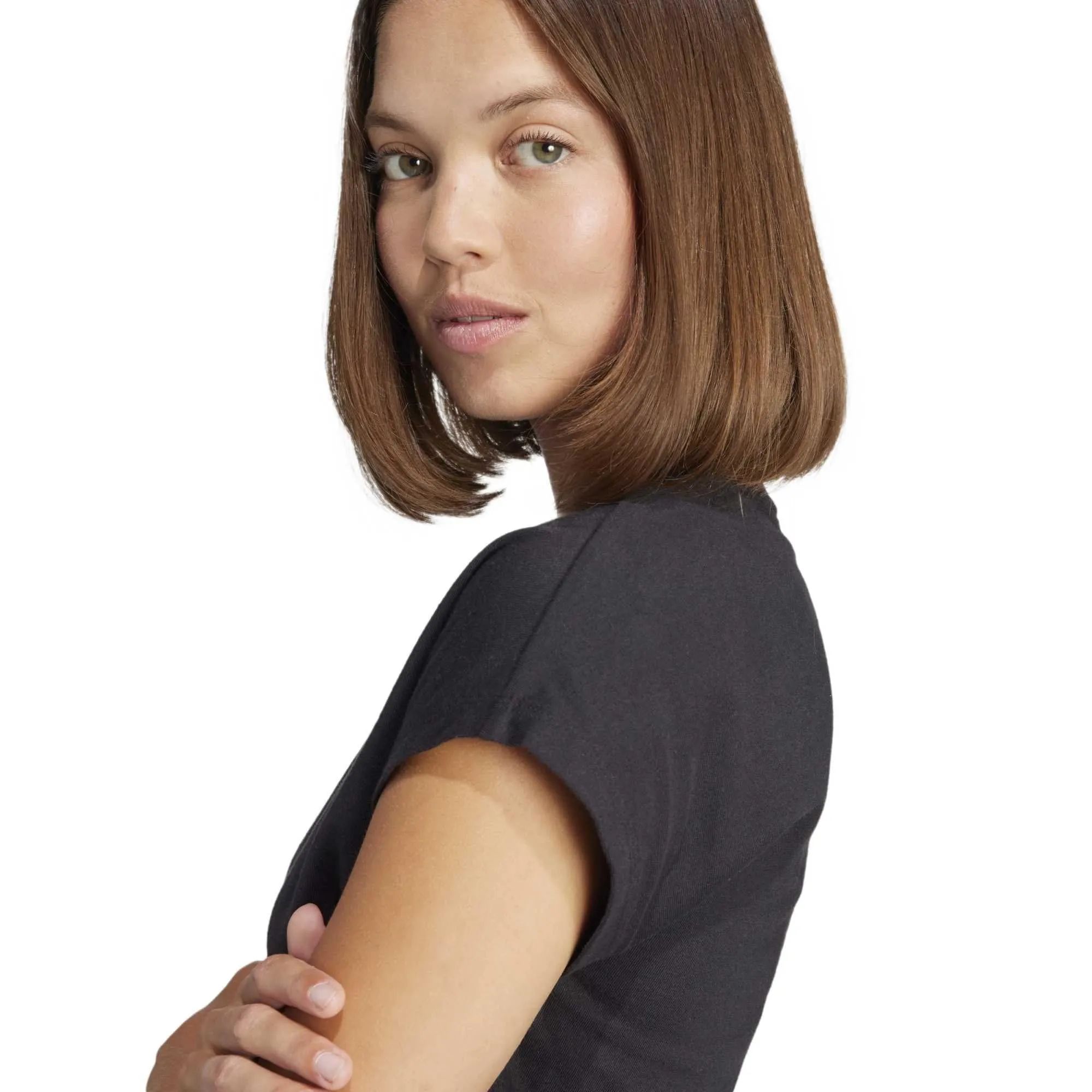 adidas Donna Essentials Linear Cotton Shirt, Black/White, XXL - immagine 7