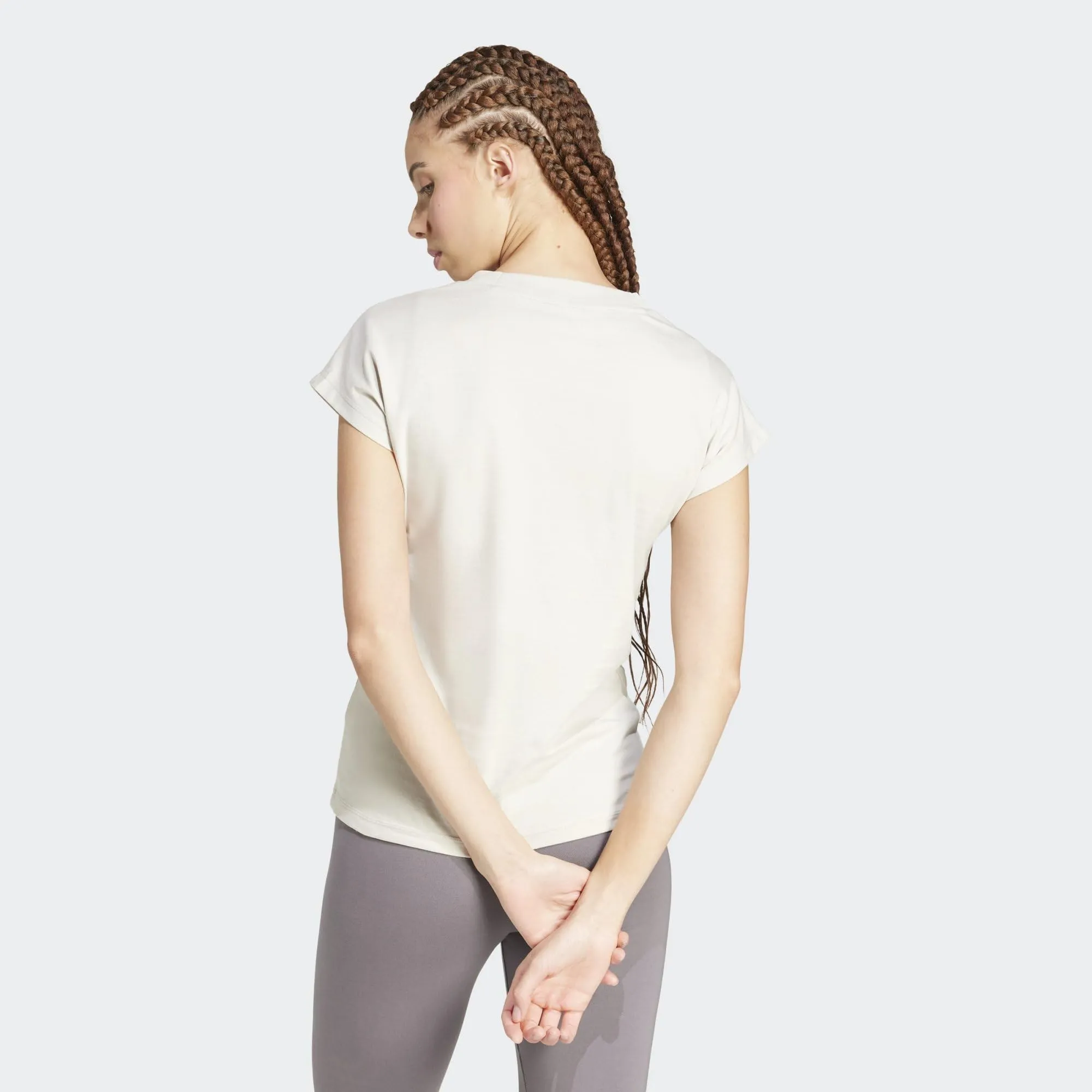 adidas Donna Essentials Linear Cotton Shirt, Wonder Alumina/White, L - immagine 5