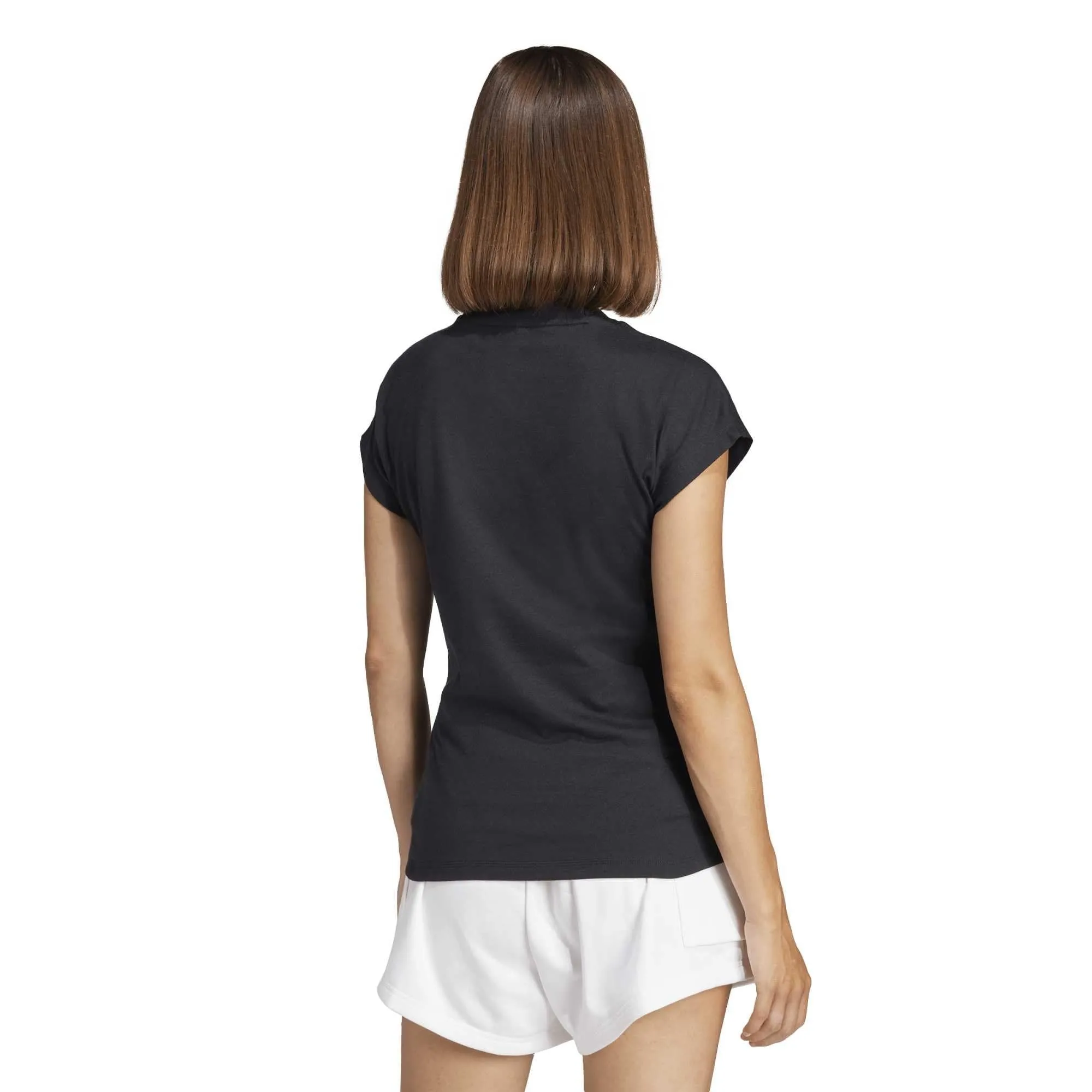 adidas Donna Essentials Linear Cotton Shirt, Black/White, XXS - immagine 4