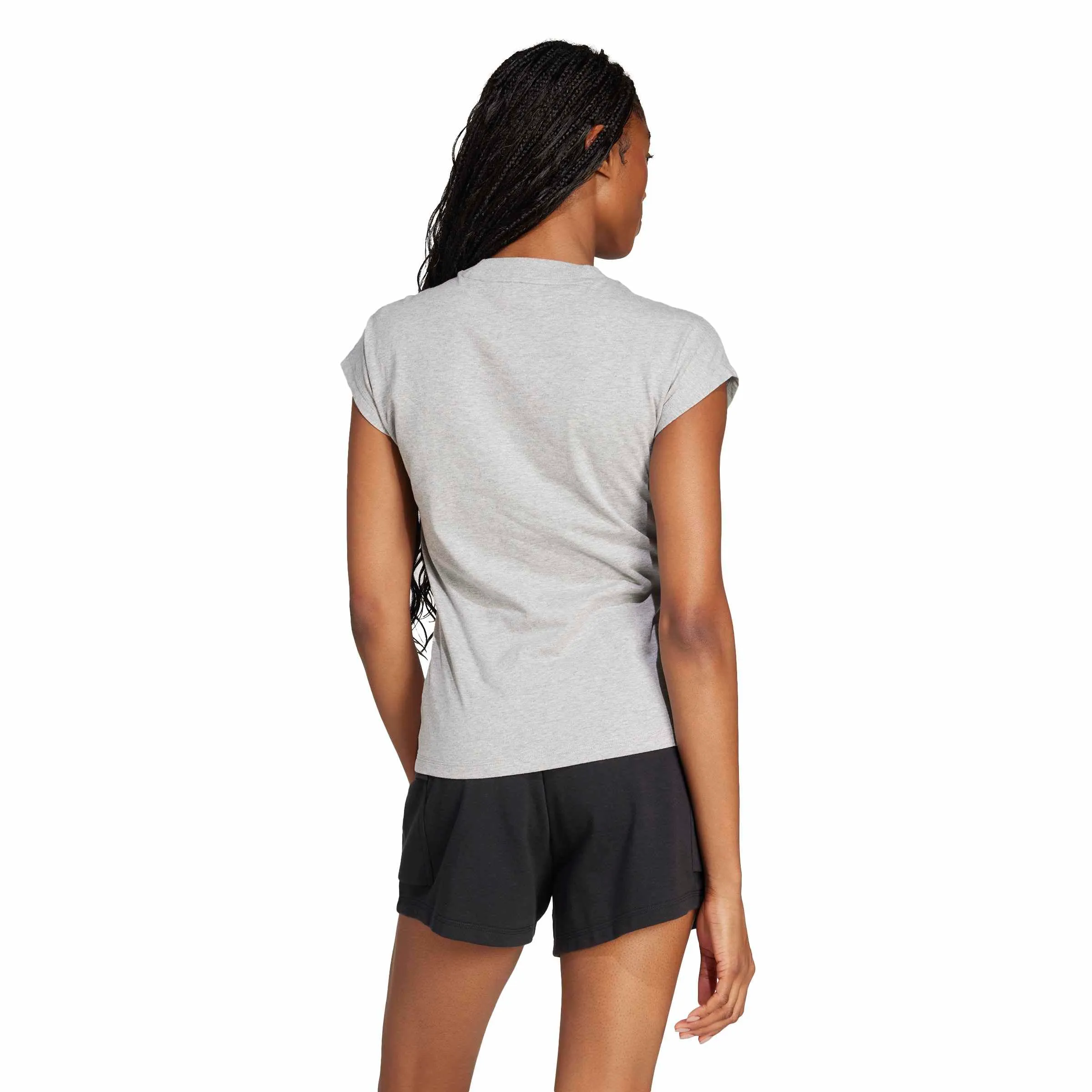 adidas Donna Essentials Linear Cotton Shirt, Medium Grey Heather/Black, L - immagine 2