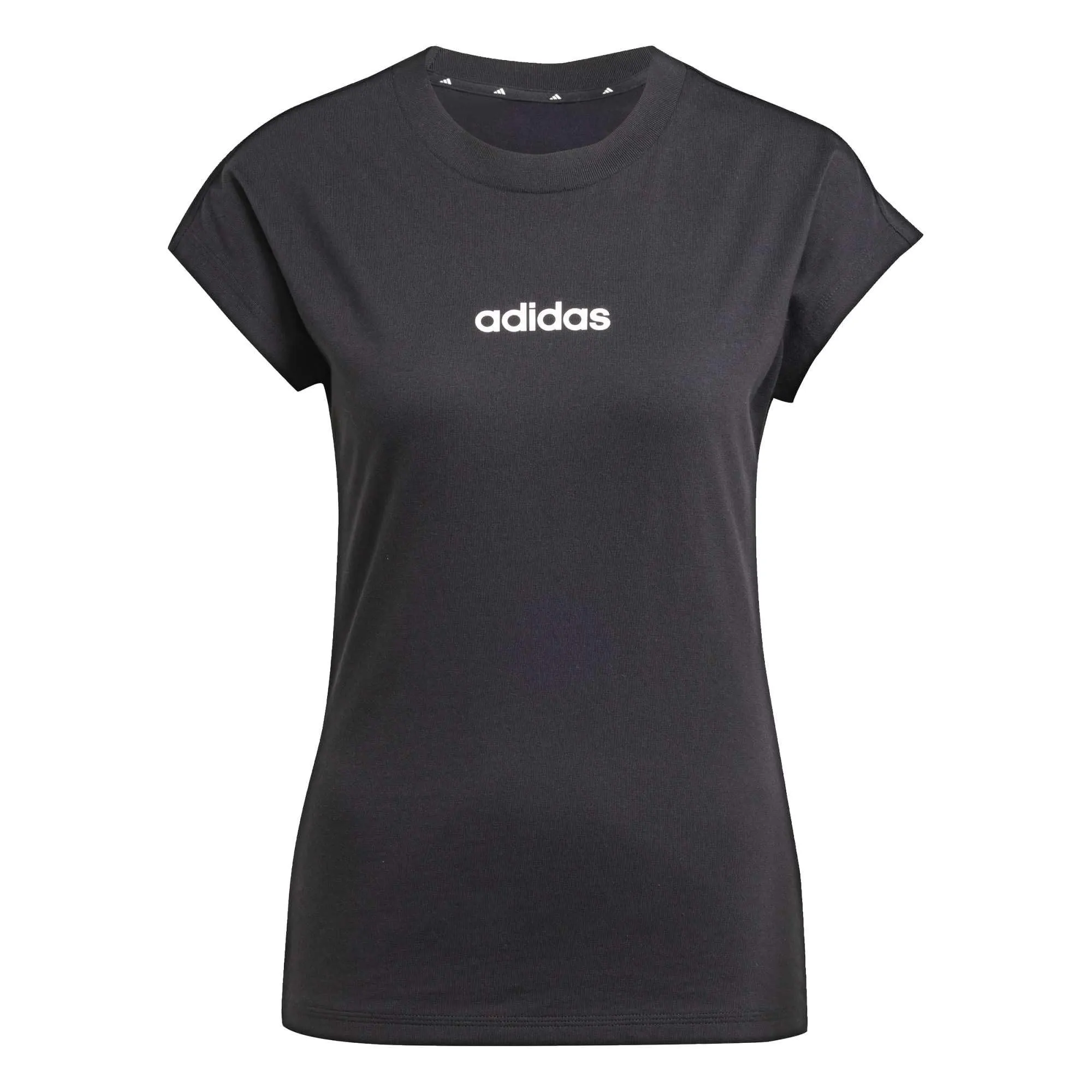 adidas Donna Essentials Linear Cotton Shirt, Black/White, L - immagine 1