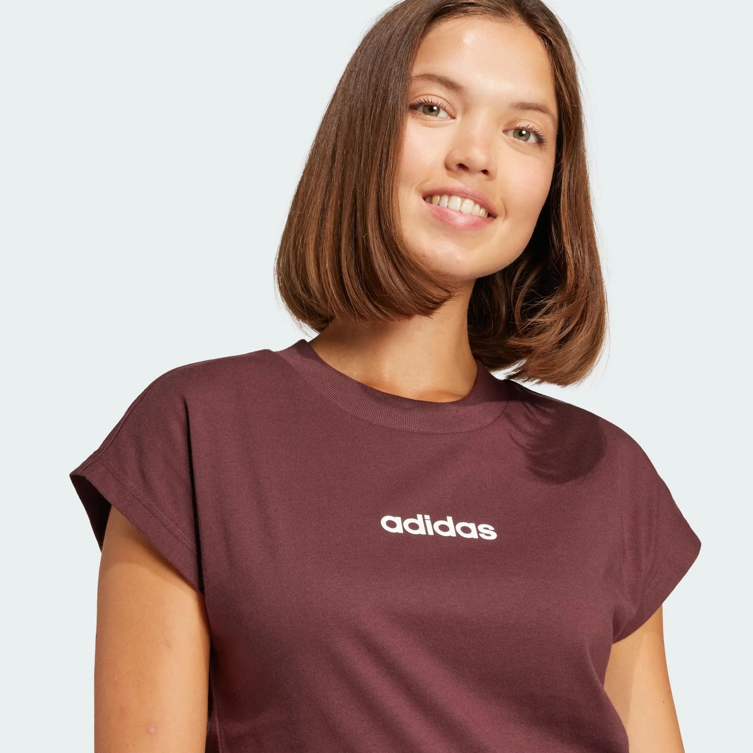 adidas Donna ESSENTIALS LINEAR COTTON T-SHIRT, Aurora Ruby / White, XS - immagine 2