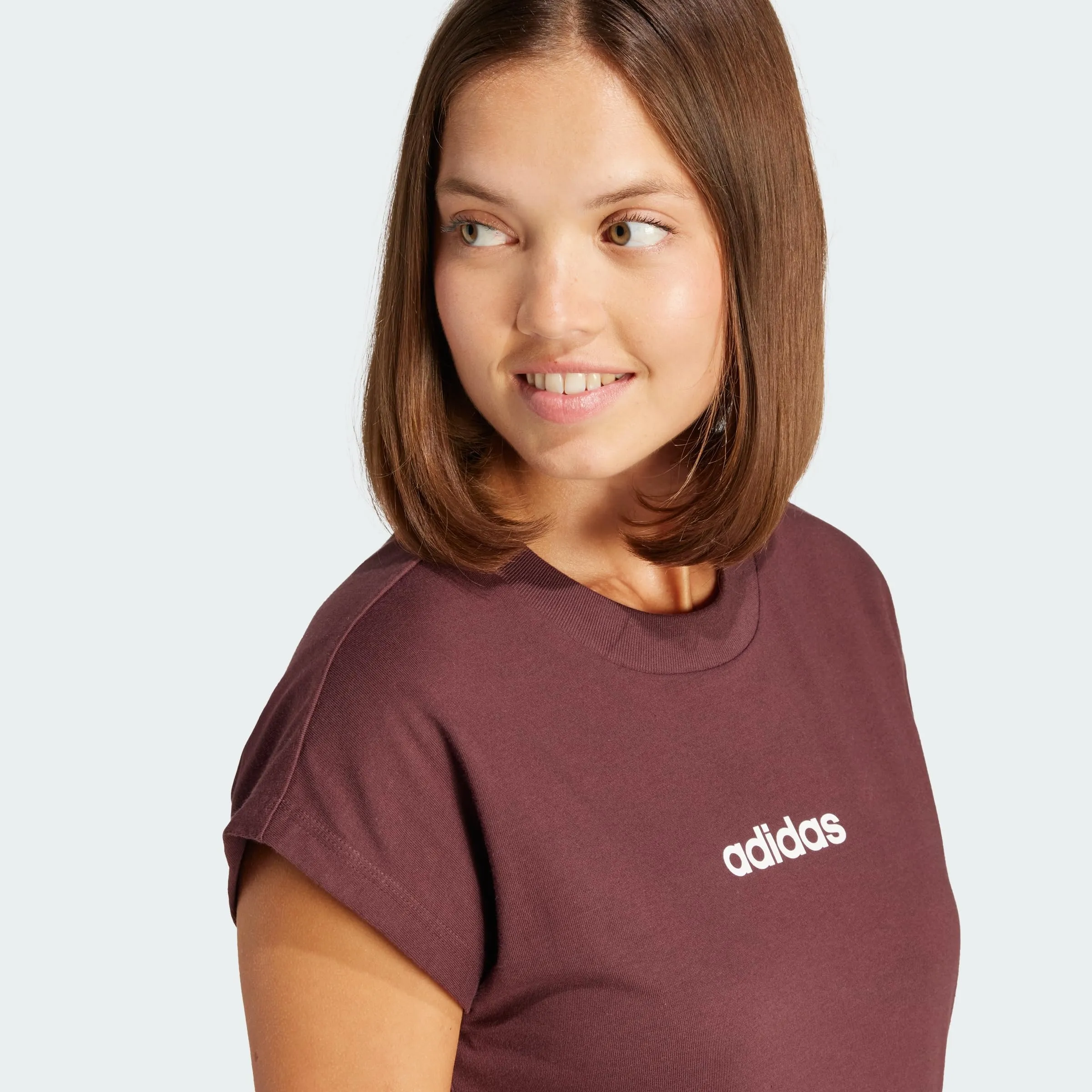 adidas Donna ESSENTIALS LINEAR COTTON T-SHIRT, Aurora Ruby / White, XS - immagine 3