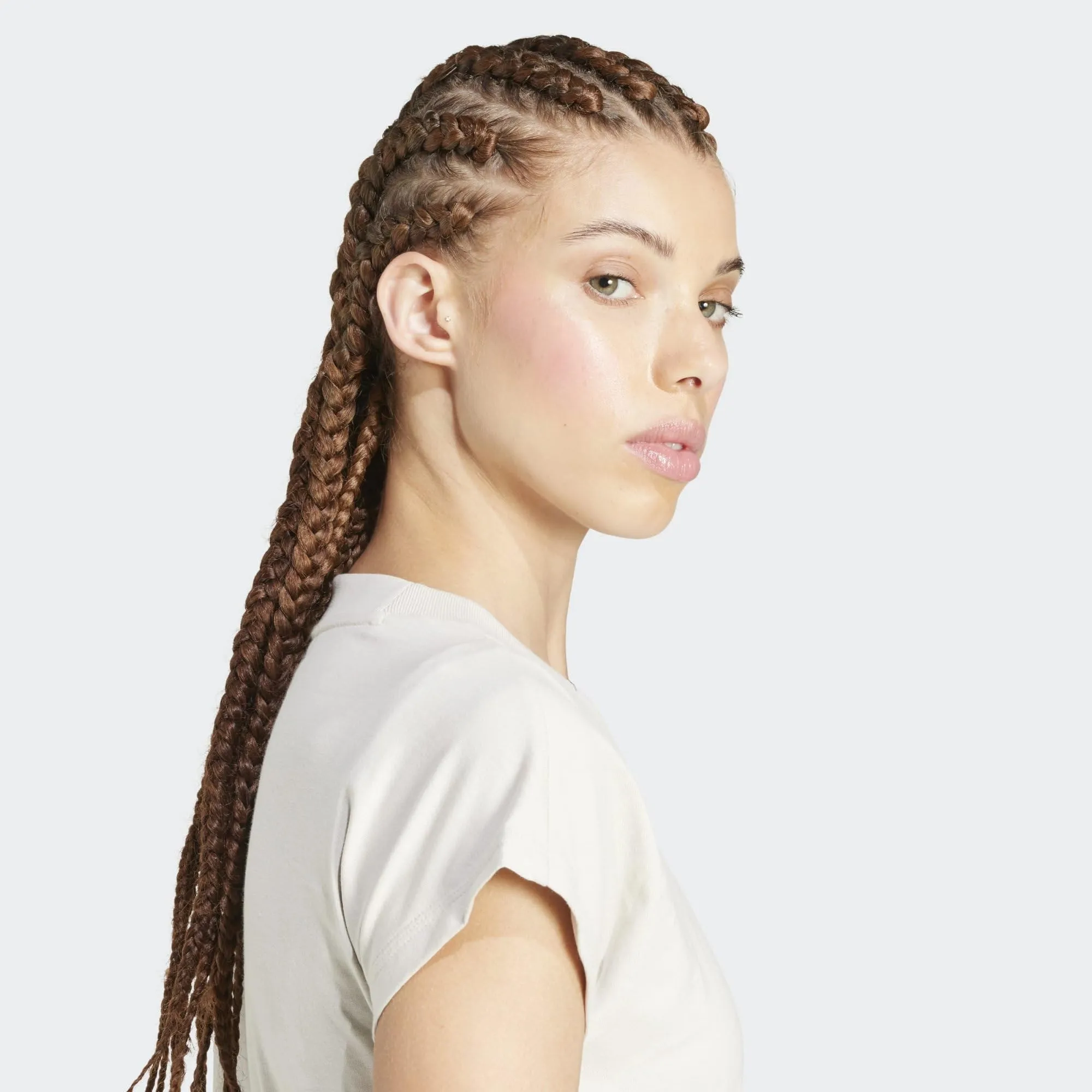 adidas Donna Essentials Linear Cotton Shirt, Wonder Alumina/White, XXS - immagine 6