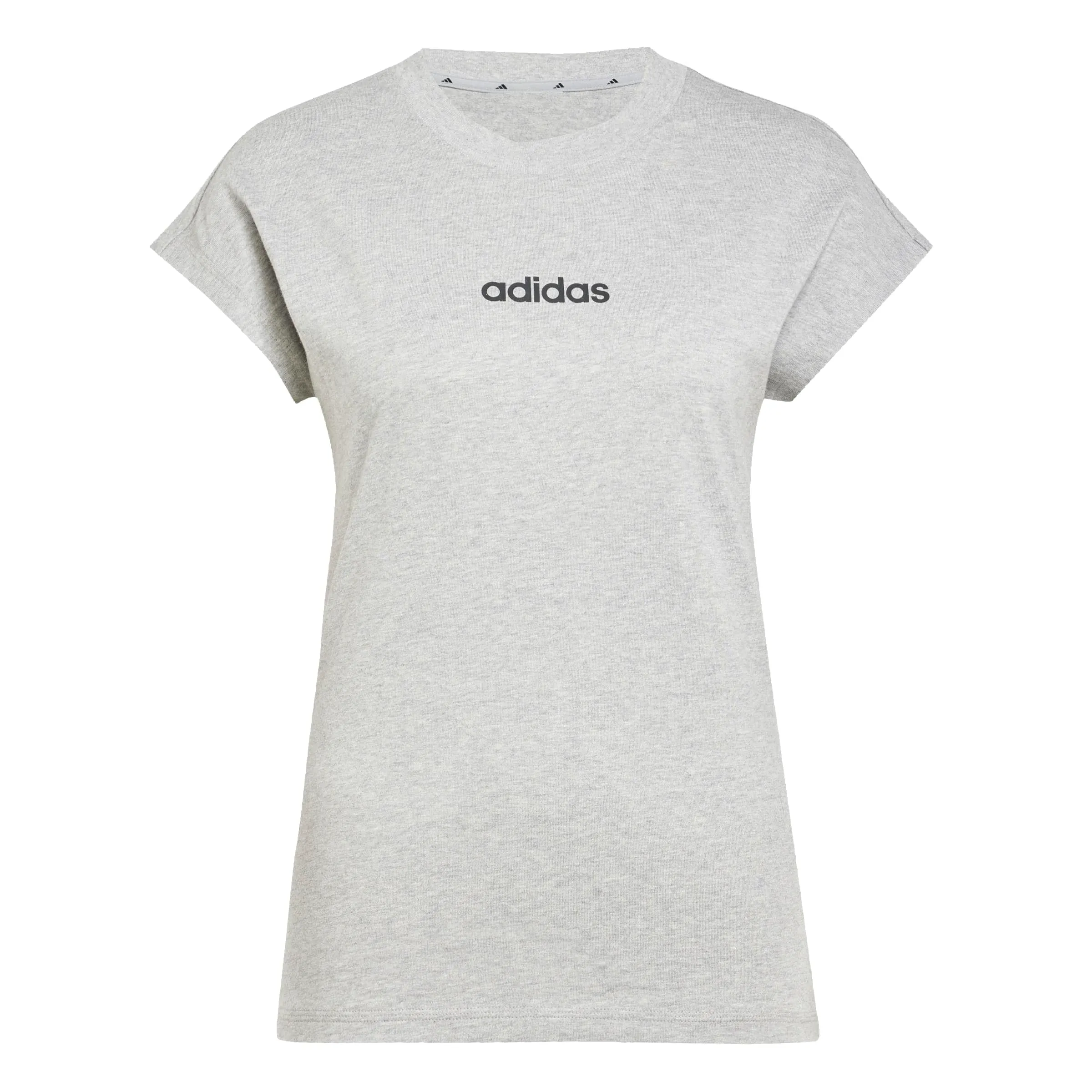 adidas Donna Essentials Linear Cotton Shirt, Medium Grey Heather/Black, XL - immagine 1