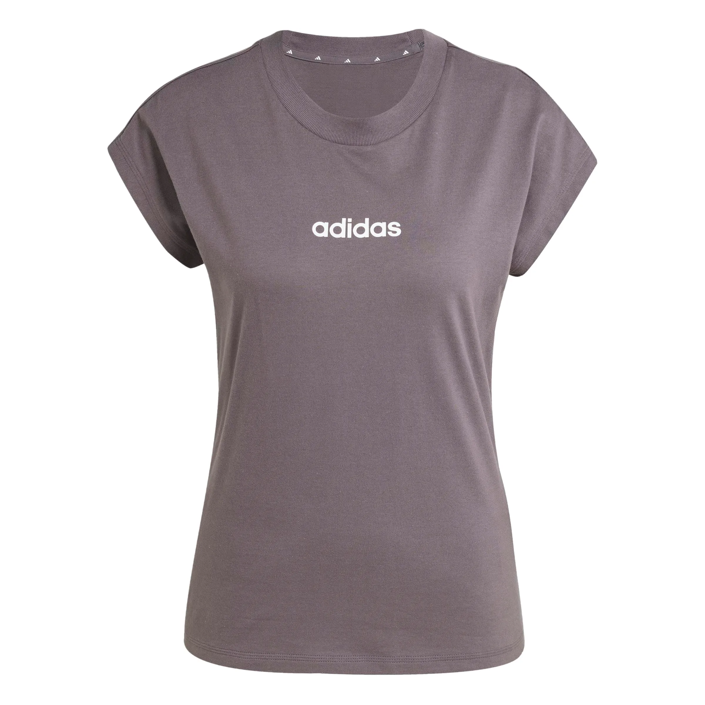 adidas Donna Essentials Linear Cotton Shirt, Grey Strata/White, S - immagine 1