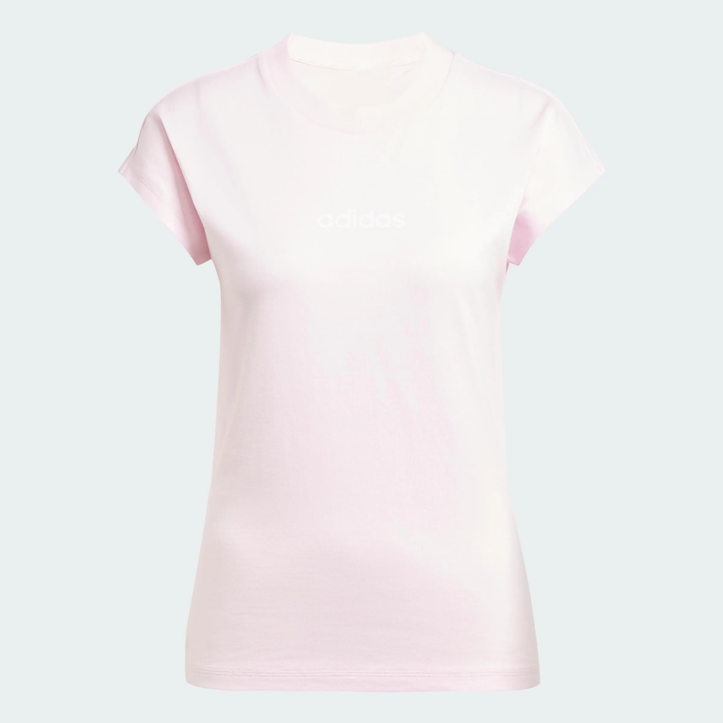adidas Donna Essentials Linear Cotton Shirt, Clear Pink/White, S - immagine 1