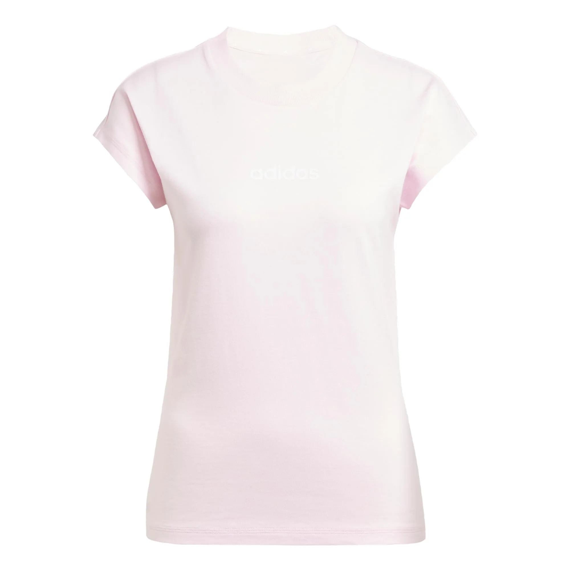 adidas Donna Essentials Linear Cotton Shirt, Clear Pink/White, S - immagine 4