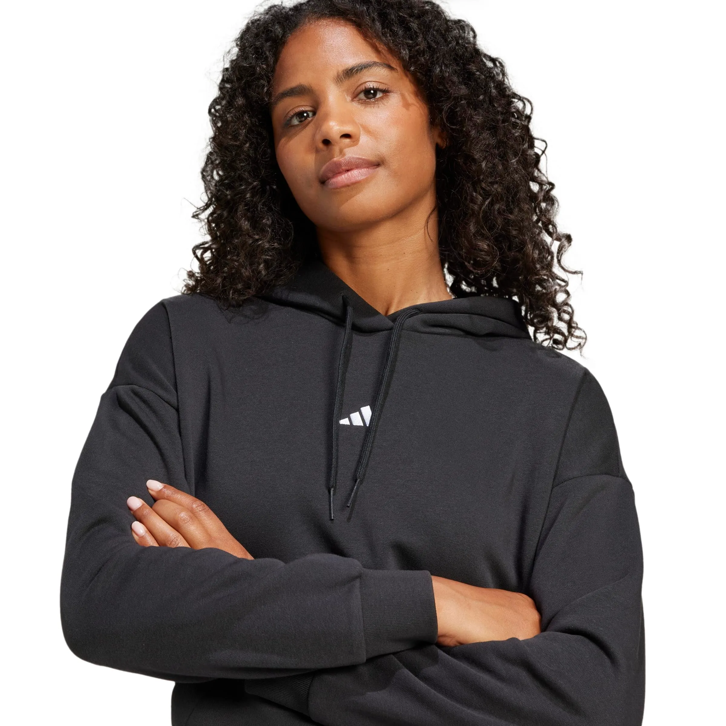 adidas Donna Essentials Small Logo Feel Cozy Hoodie Sweatshirt, Black/White, M - immagine 4