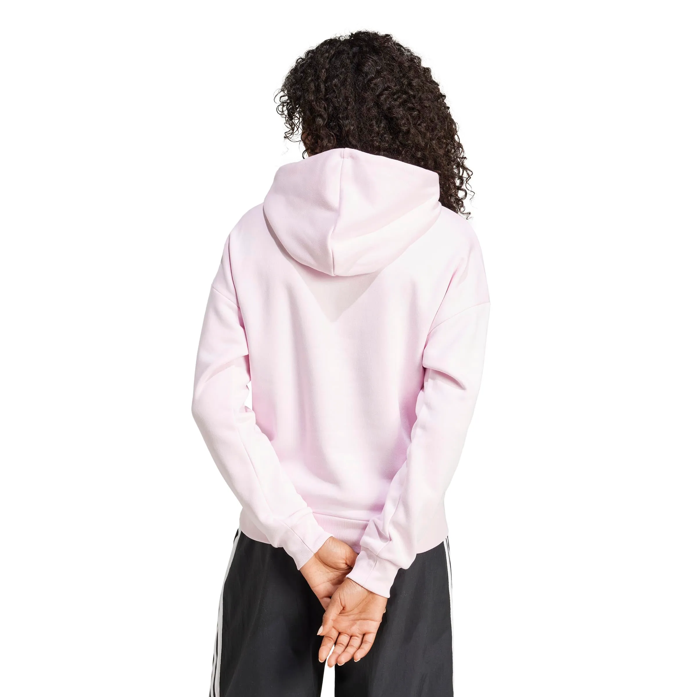 adidas Donna Essentials Small Logo Feel Cozy Hoodie Sweatshirt, Clear Pink/White, L - immagine 2