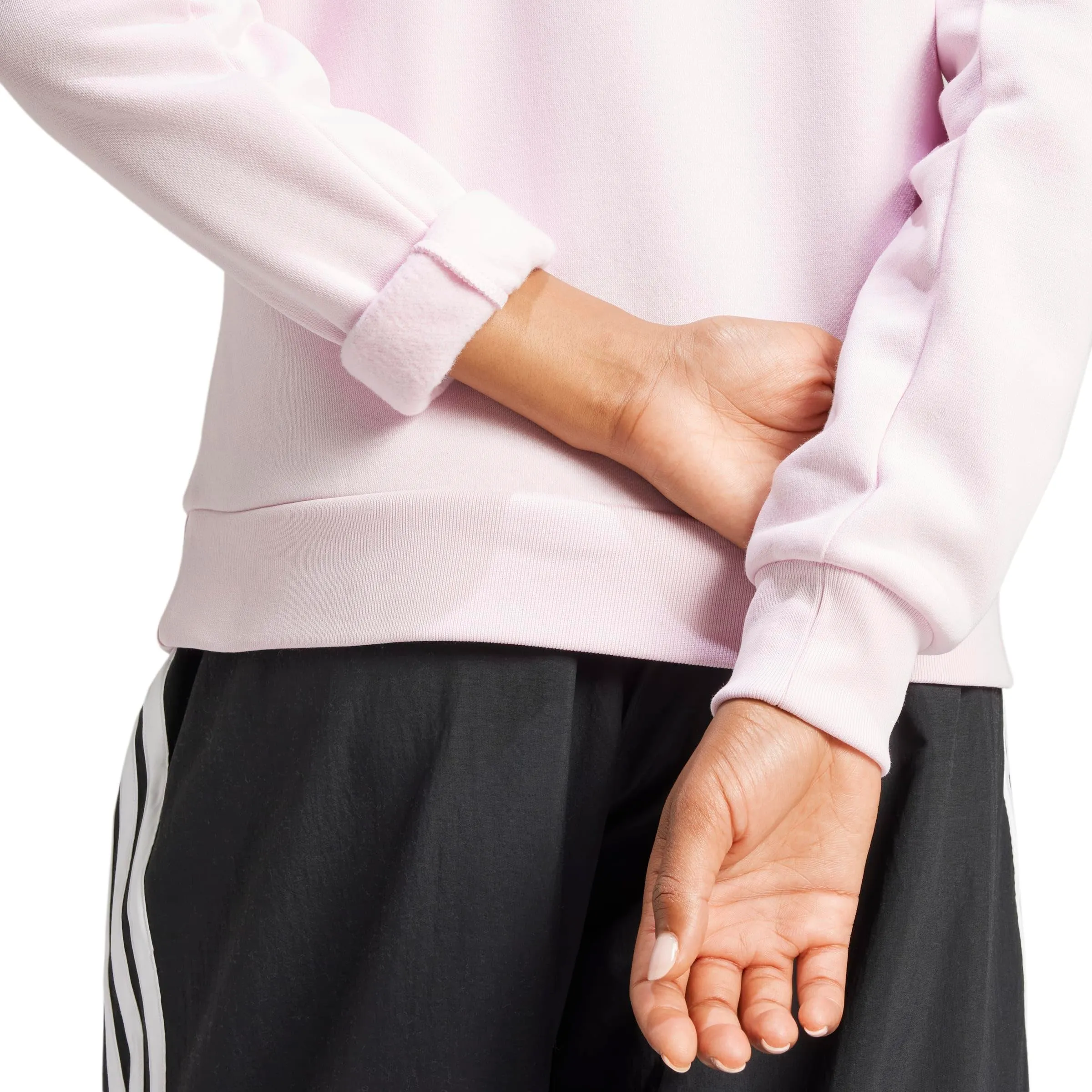 adidas Donna Essentials Small Logo Feel Cozy Hoodie Sweatshirt, Clear Pink/White, L - immagine 6