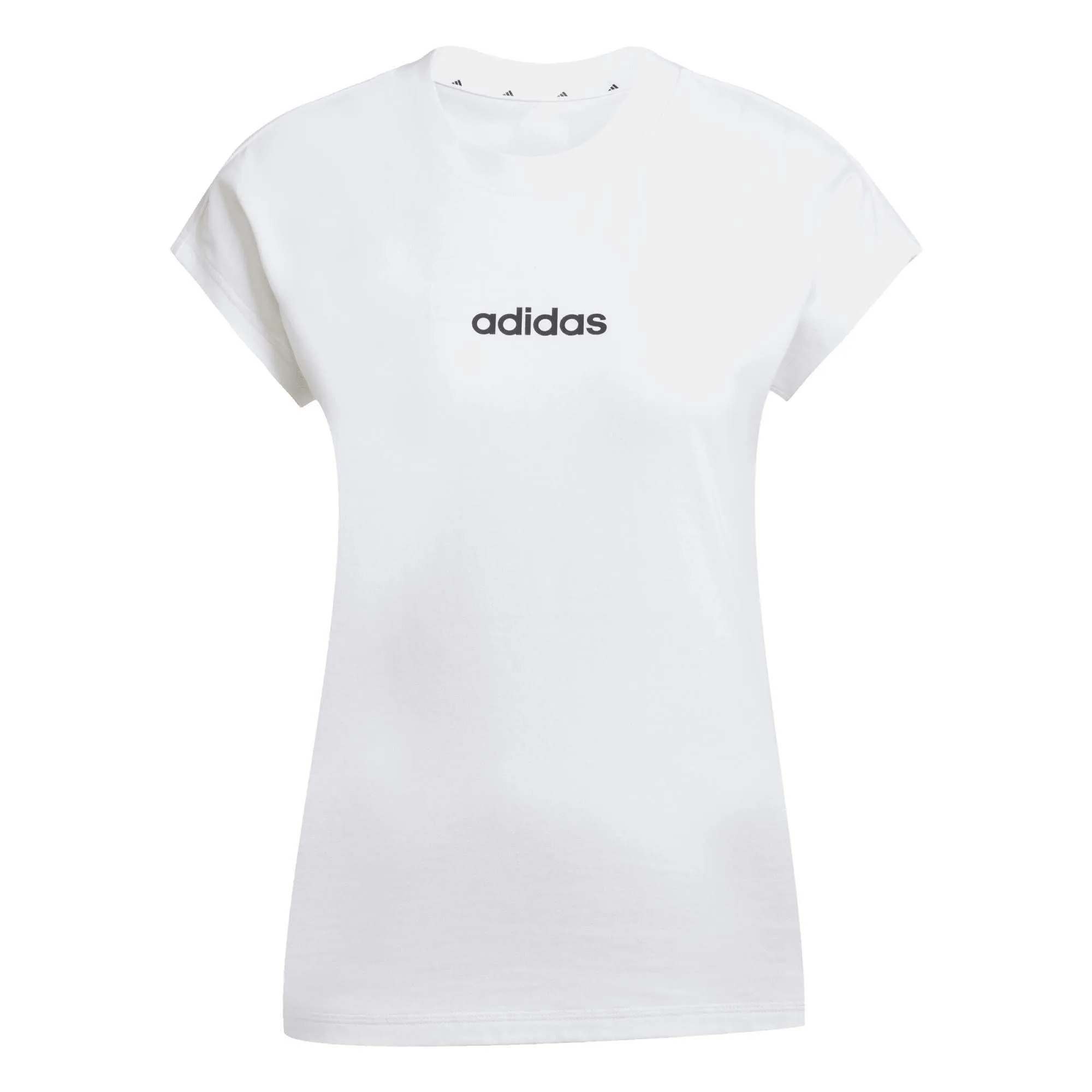 adidas Donna Essentials Linear Cotton Shirt, White/Black, XL - immagine 1