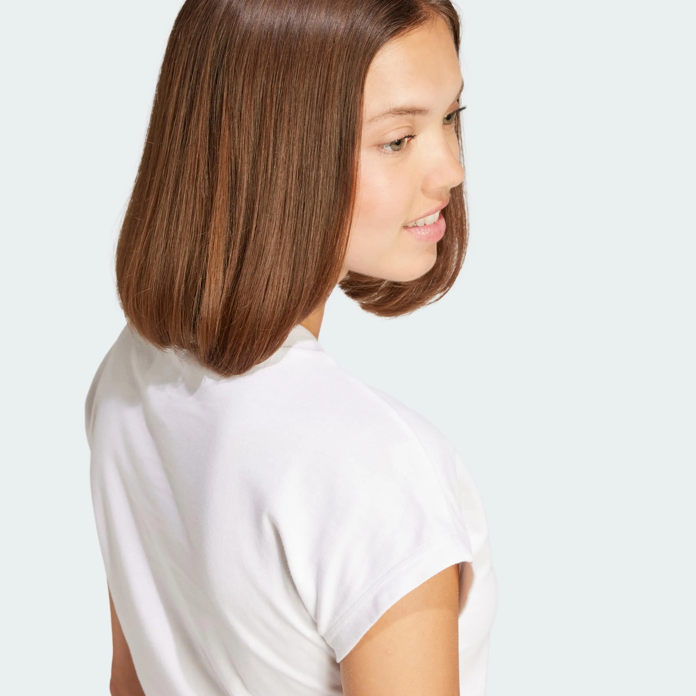 adidas Donna Essentials Linear Cotton Shirt, White/Black, XL - immagine 3