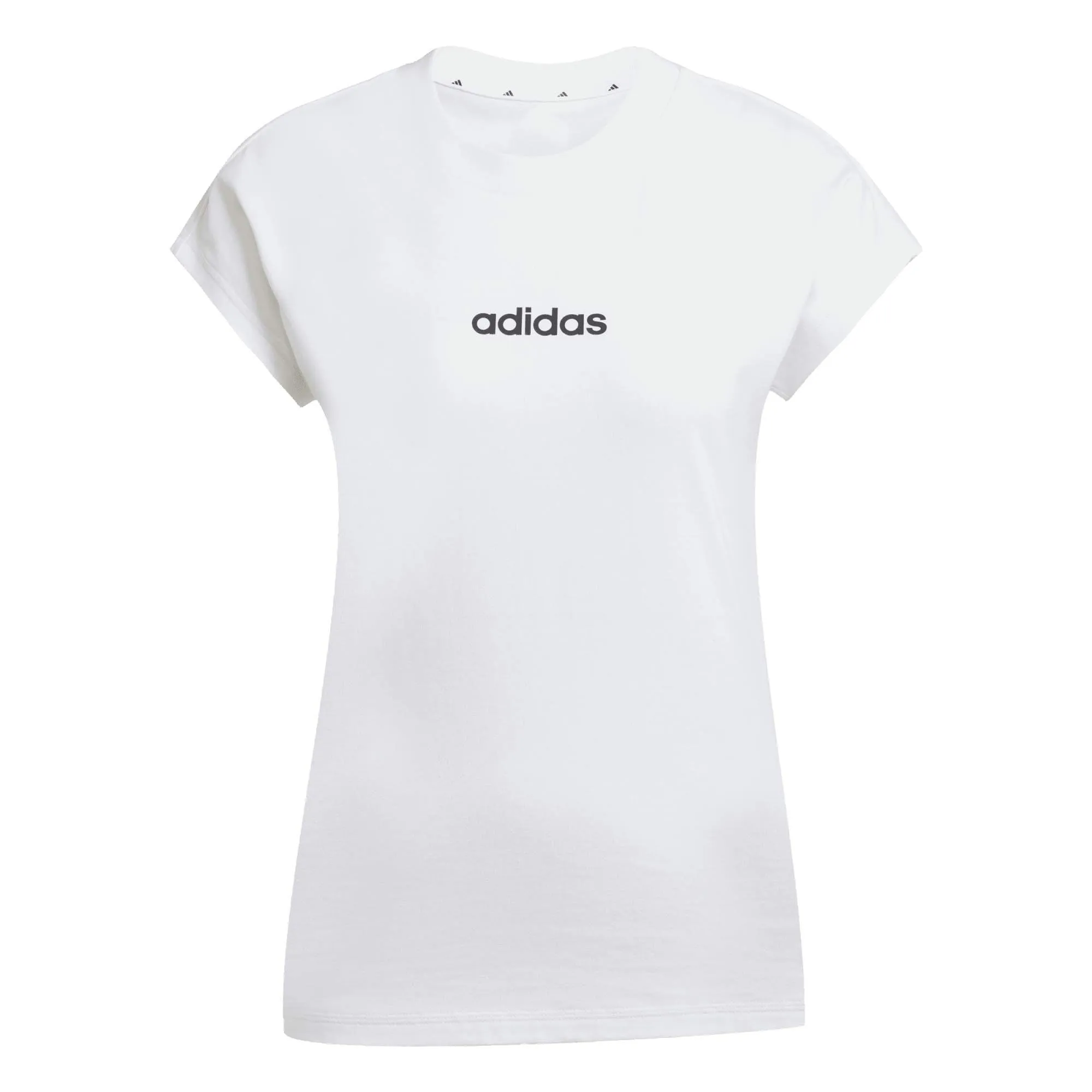 adidas Donna Essentials Linear Cotton Shirt, White/Black, S - immagine 4