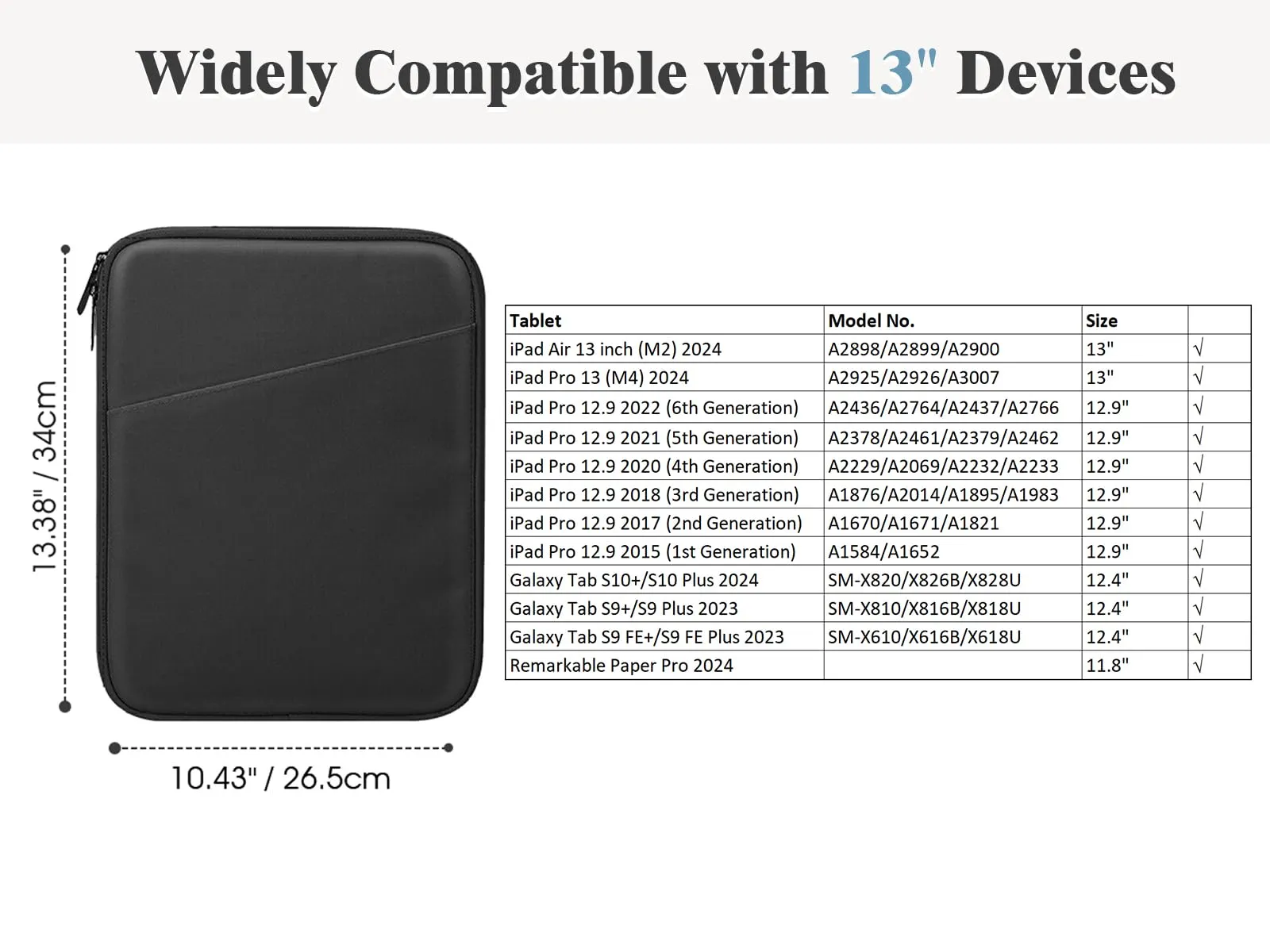 TiMOVO Custodia Tablet 13 Pollici con Tasca, Nero - immagine 2