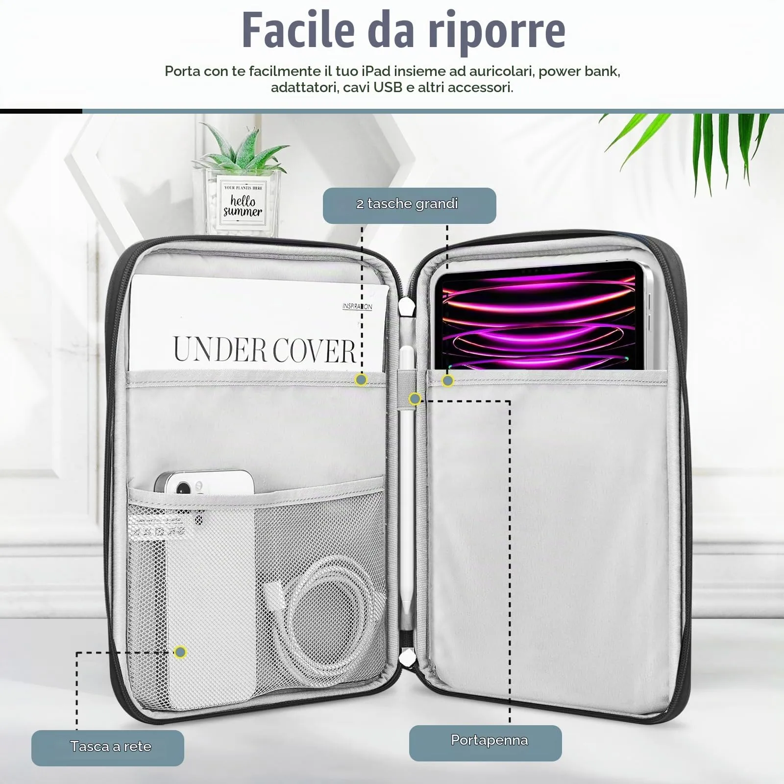 TiMOVO Custodia Tablet 13 Pollici con Tasca, Nero - immagine 3