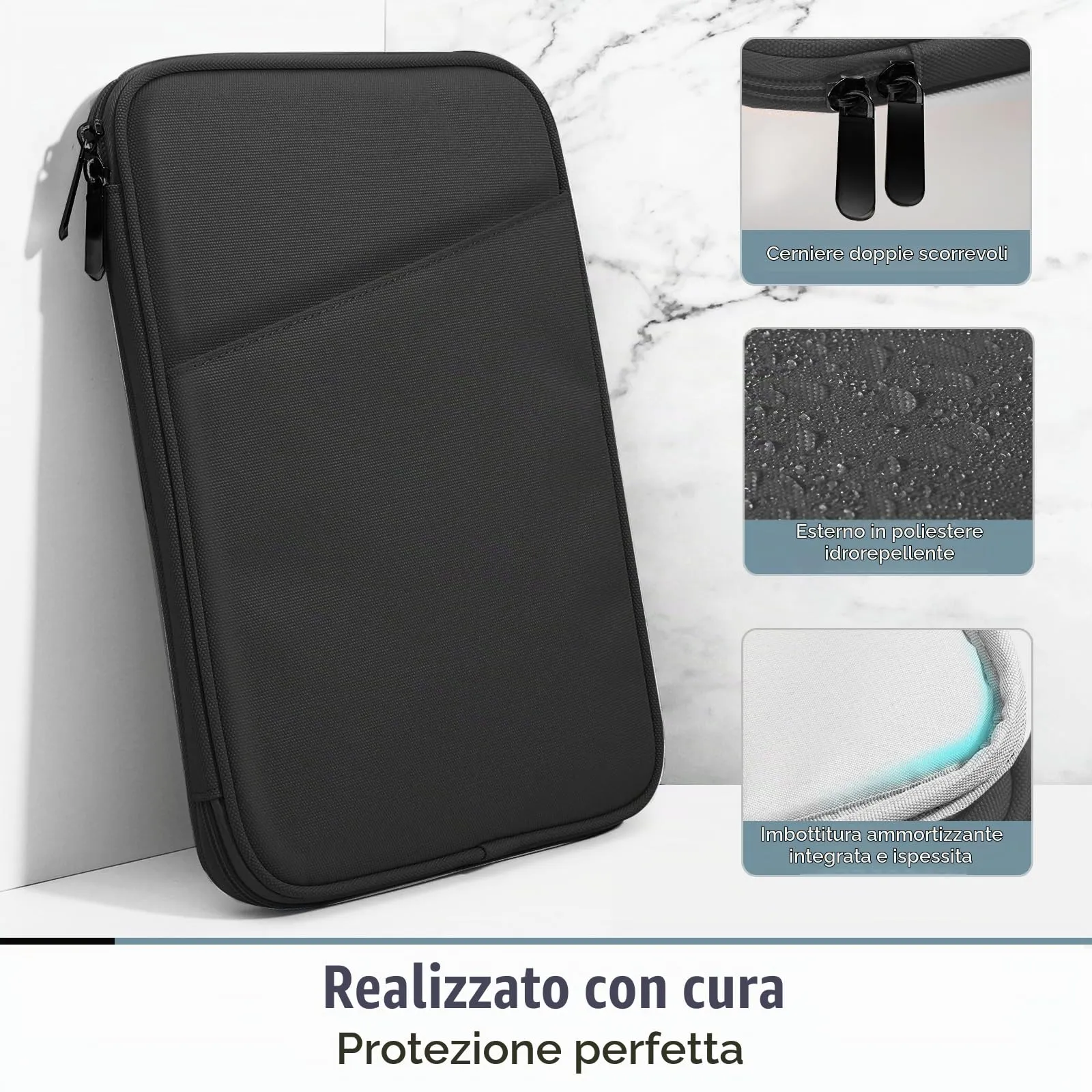 TiMOVO Custodia Tablet 13 Pollici con Tasca, Nero - immagine 4
